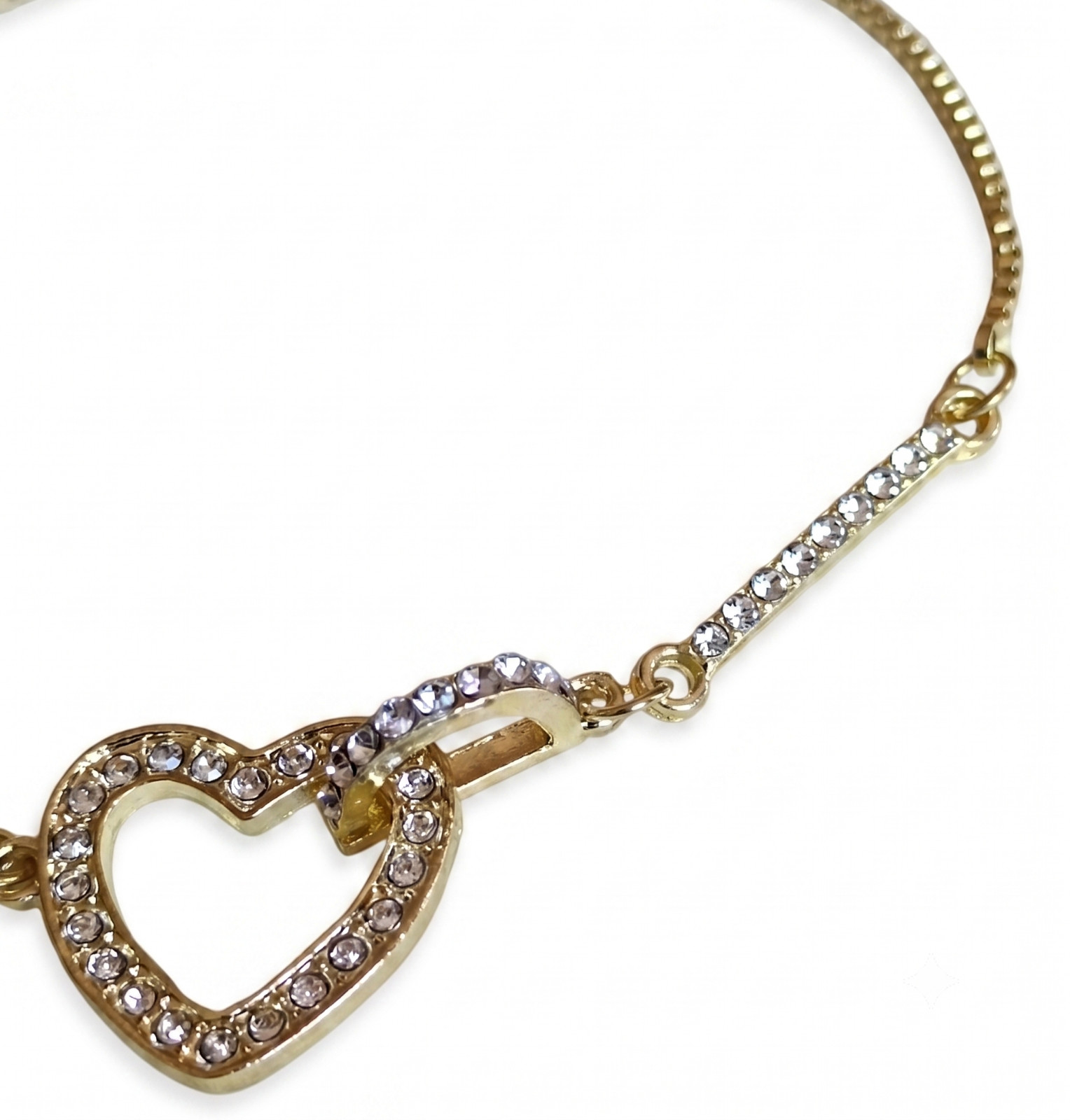 Gold and Silver Diamante Heart Toggle Bracelet Adjustable Womens Gift UK Seller