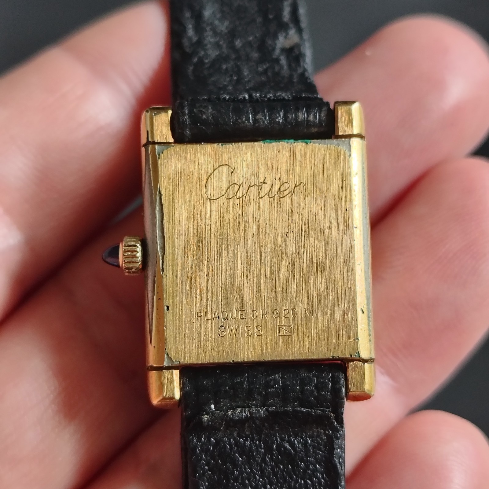 Vintage Cartier Tank Pre-must 18k Electroplated 1970s 21x28mm 551.2106 Unisex