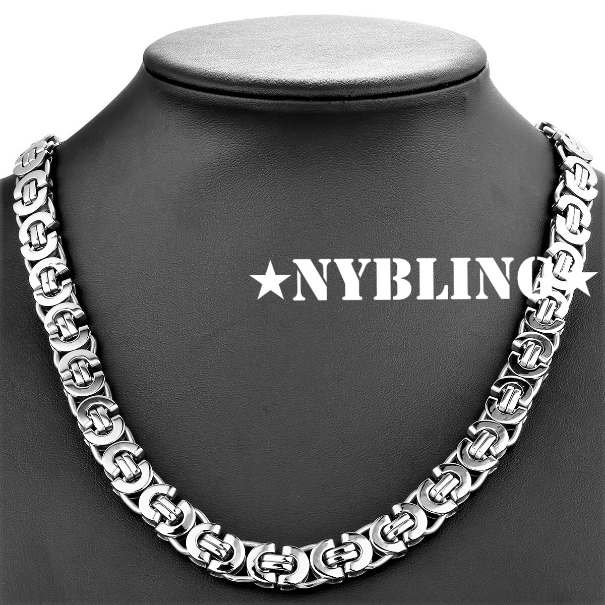Men’s Flat Byzantine Chain Necklace Solid Heavy 316L Stainless Steel NEVER FADES