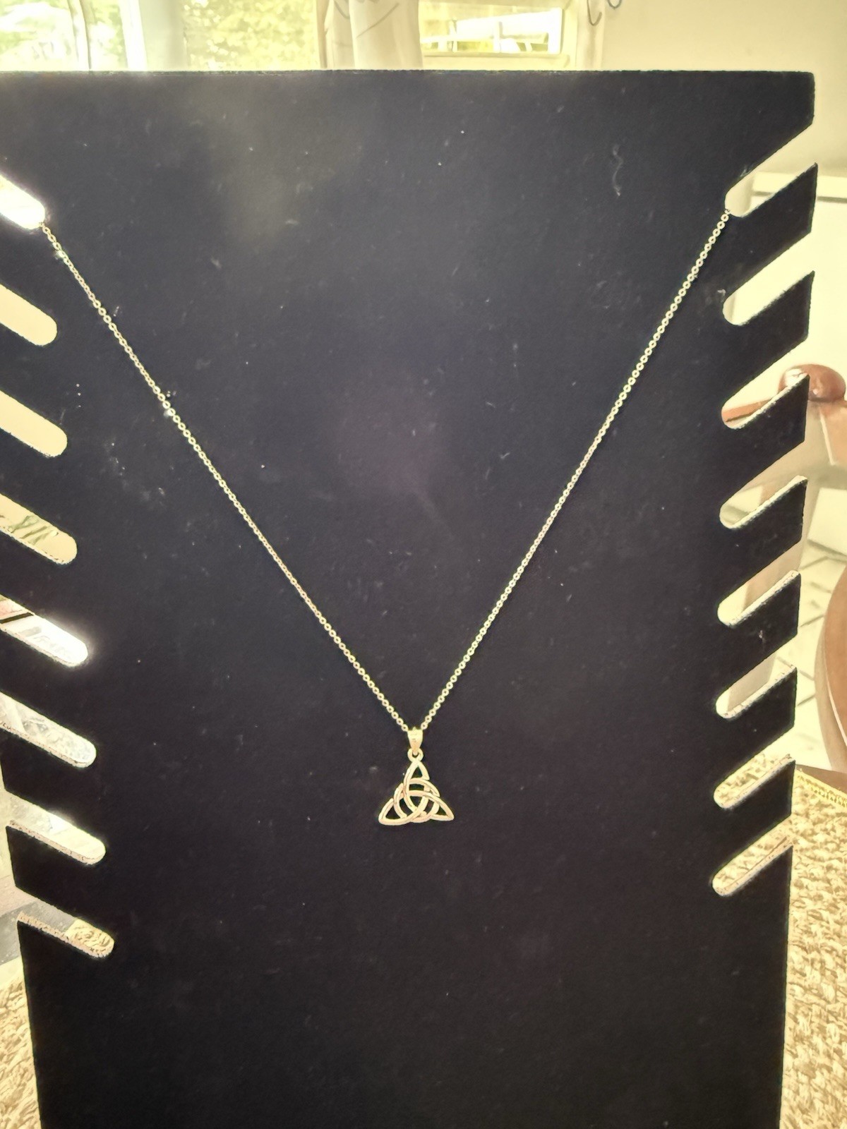 Gold Tone Chain Necklace Celtic Trinity Triquetra Knot Amulet Pendant No Stone