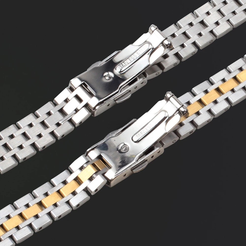 10/12/14-22mm Clasp Stainless Steel Bracelet Strap Watch Band Ladies Replacement