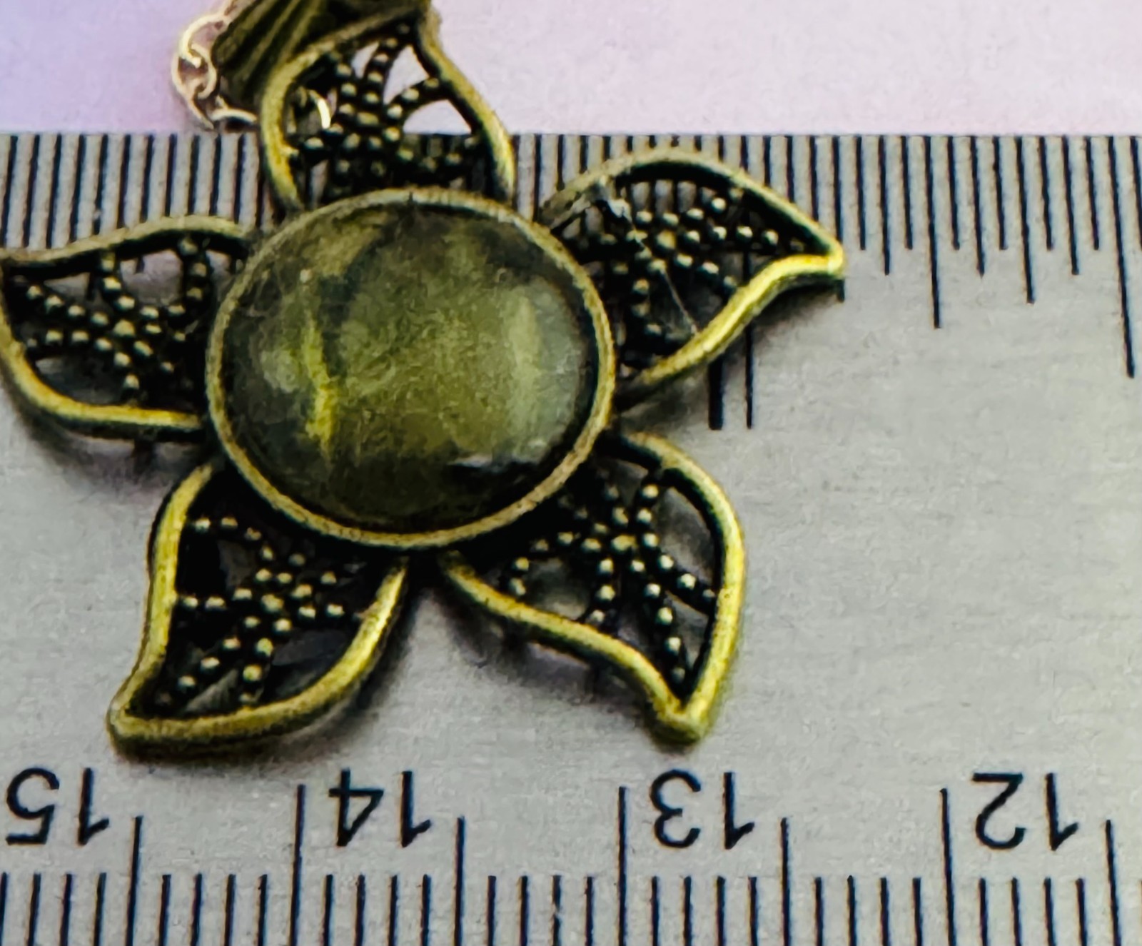 Star-Shaped cabochon Necklace Hand-Painted by Ozark Artist One of a kind