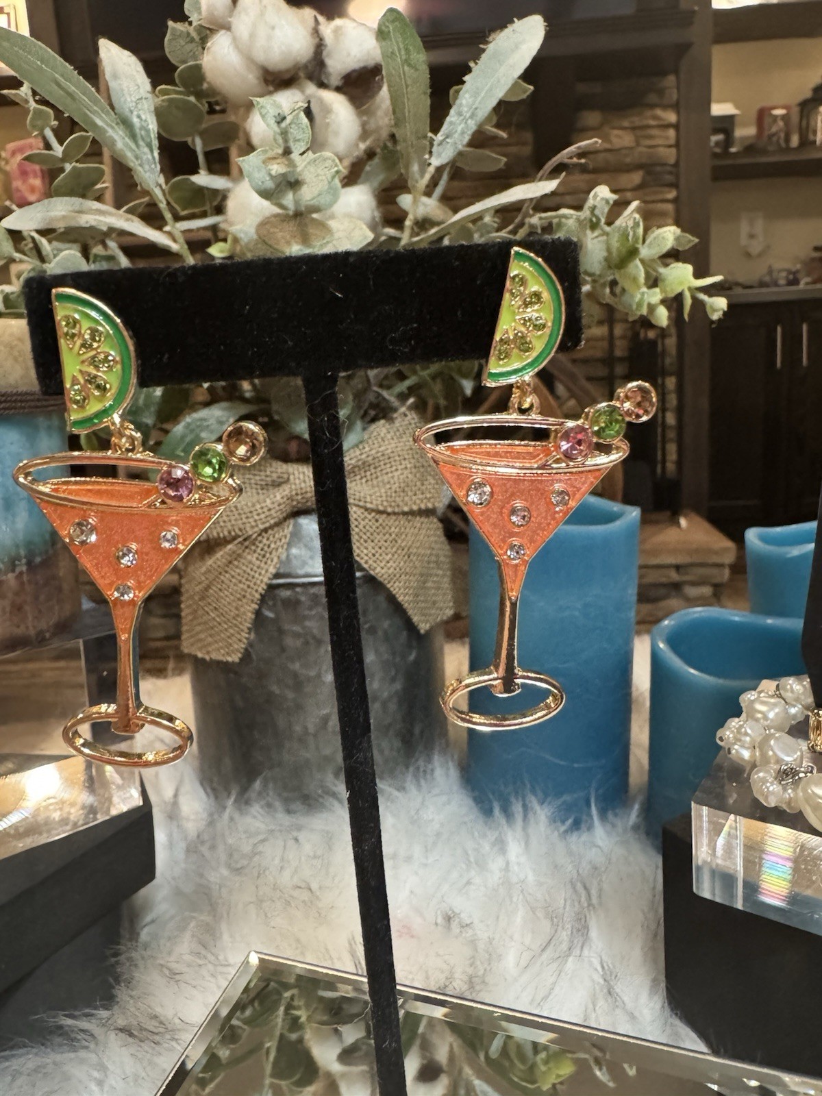 Cocktail-MartineMulticolor Post Back Earrings W/ Rhinestones, BNWTs