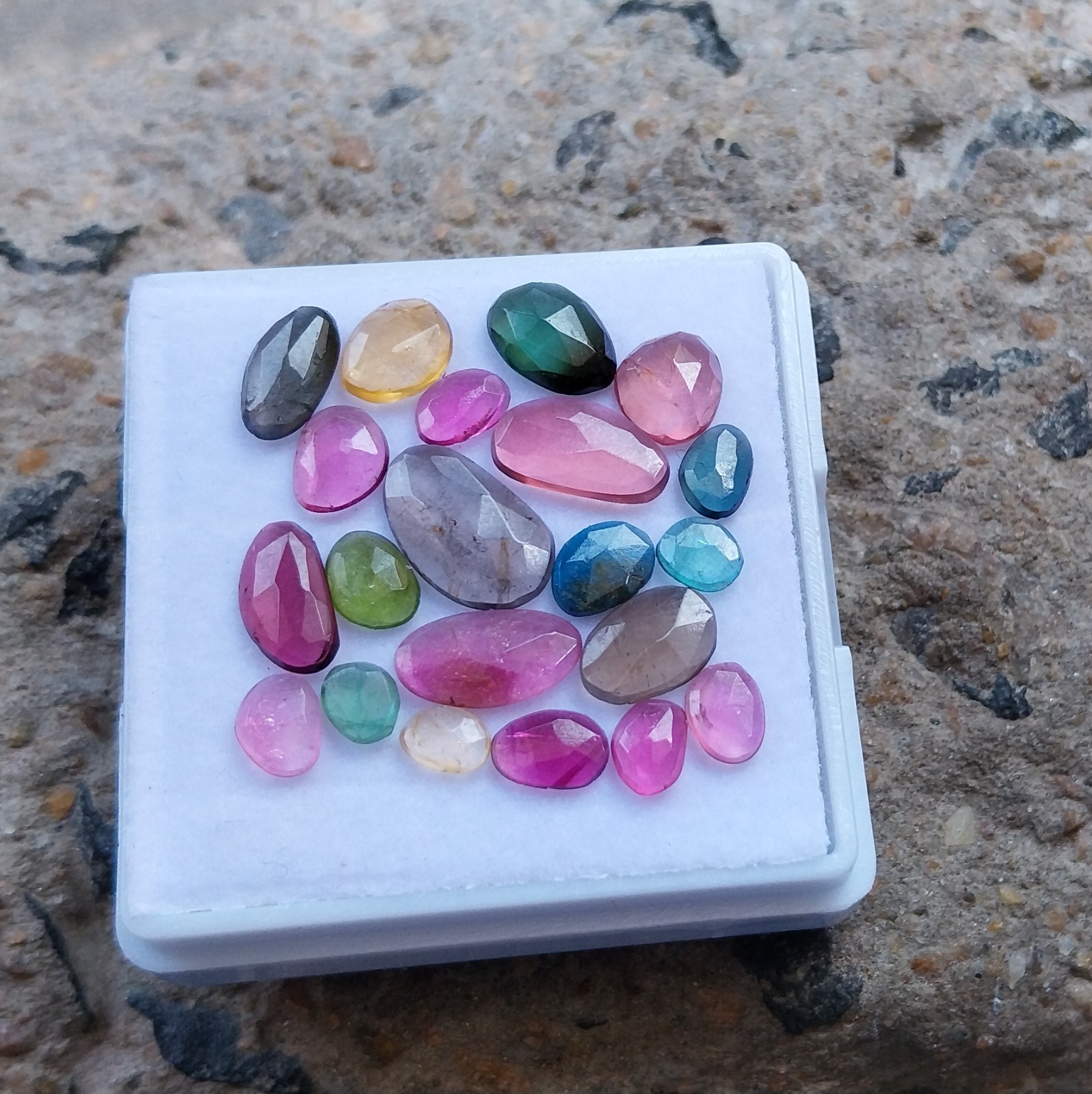 12 Ct 3.5×4.5 to 7×11.5 MM Natural Multi Color Tourmaline Rose Cut 21 Piece Lot
