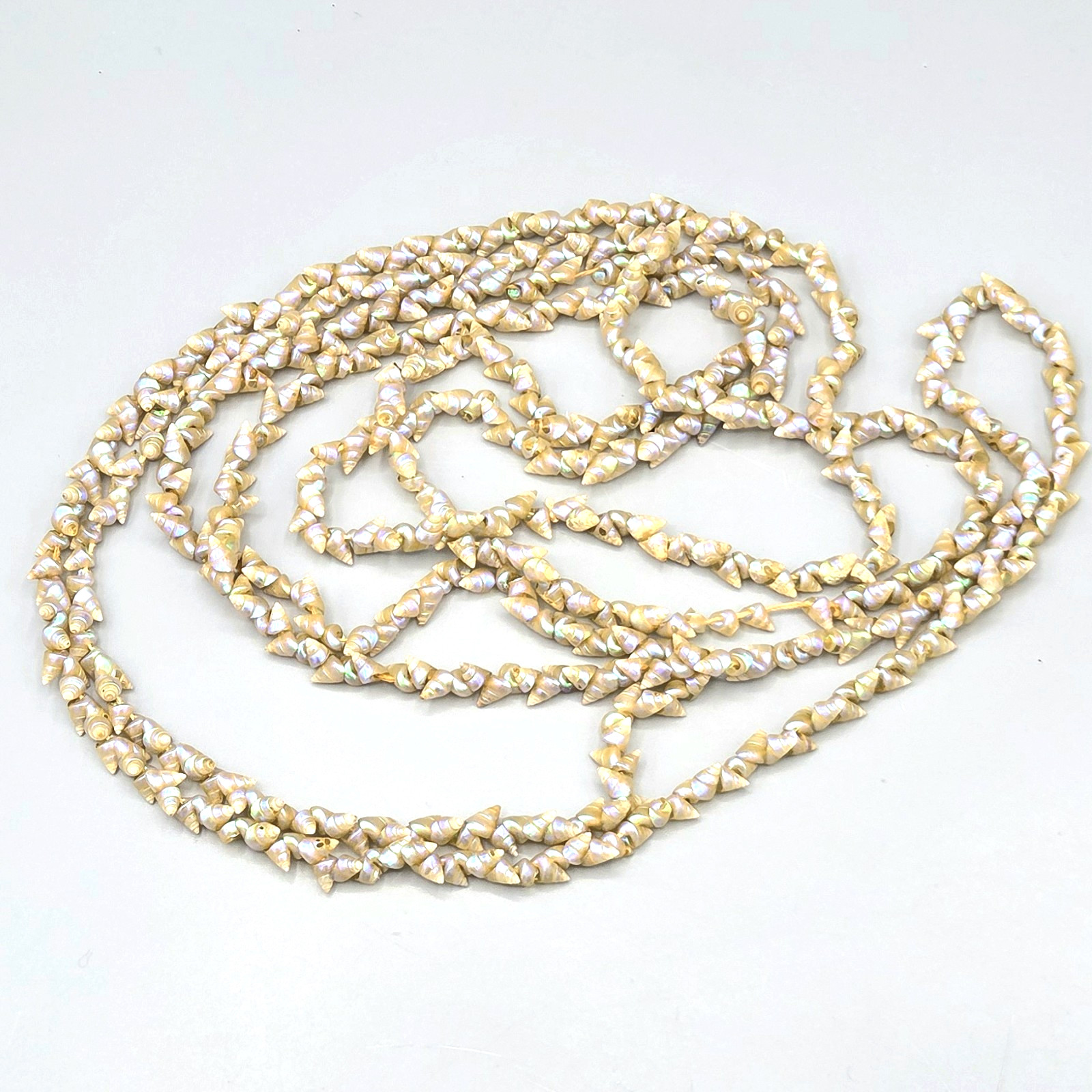 Vintage Blue Iridescent Tasmanian Aboriginal Mairineer Spiral Shell Necklace 68″