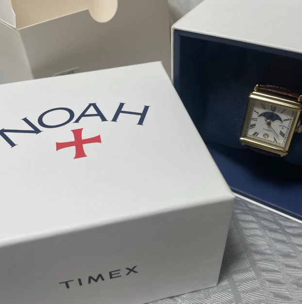 Timex x Noah Moon Phase Watch Brown Gold Leather Rectangular New Limited