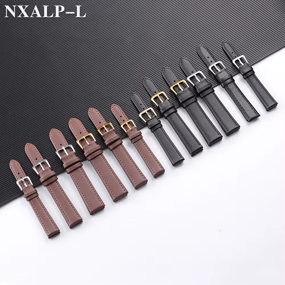Black Extra Long Calf Grain Leather Watch Strap 8mm to 24mm With Fitting Pins