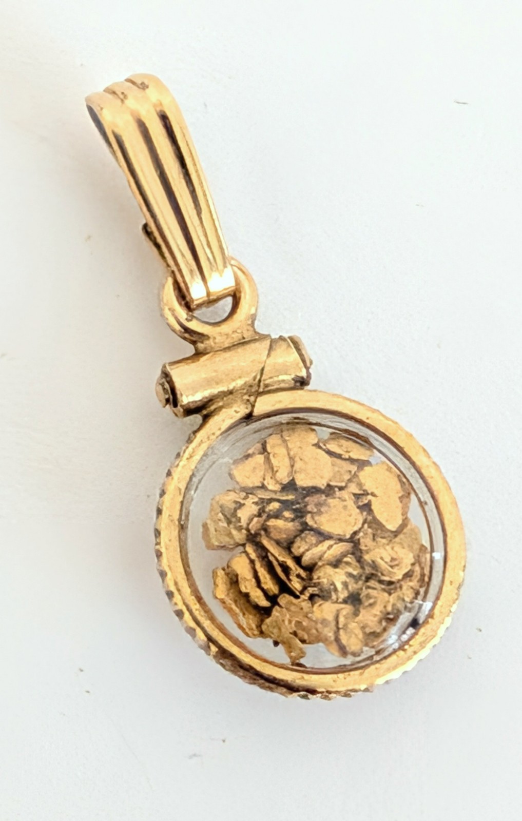Antique Alaska 20k Natural Gold Placer Nuggets in Floating 14K GF Pendant