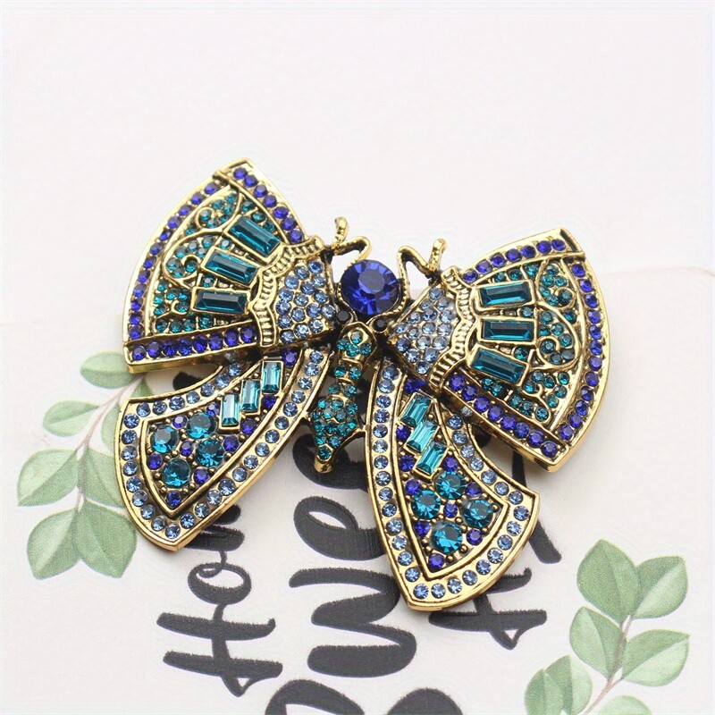 Vintage Luxury Butterfly Brooch with Rhinestones, Novelty Animal Shape Pin