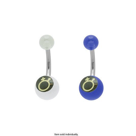 14 Gauge Belly Button Ring Acrylic Male and Female Logo Surgical Steel 2 Colors