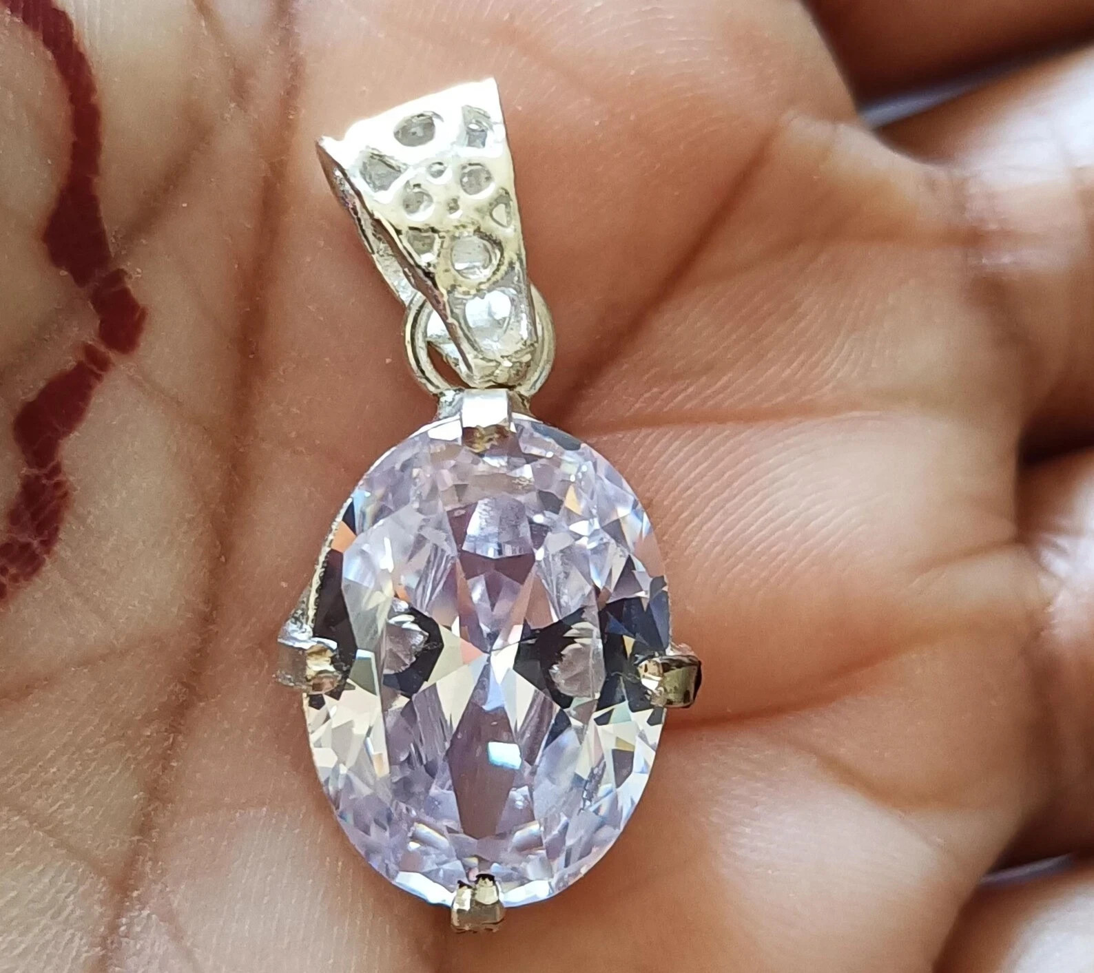 Natural Zircon 50 Ct Solid Silver Pendant White Oval Gemstone Gift For Occasion