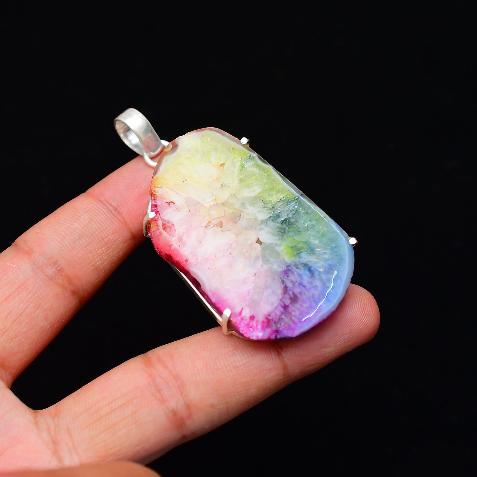 Solar Quartz Gemstone 925 Sterling Silver Jewelry Pendant 2.36″