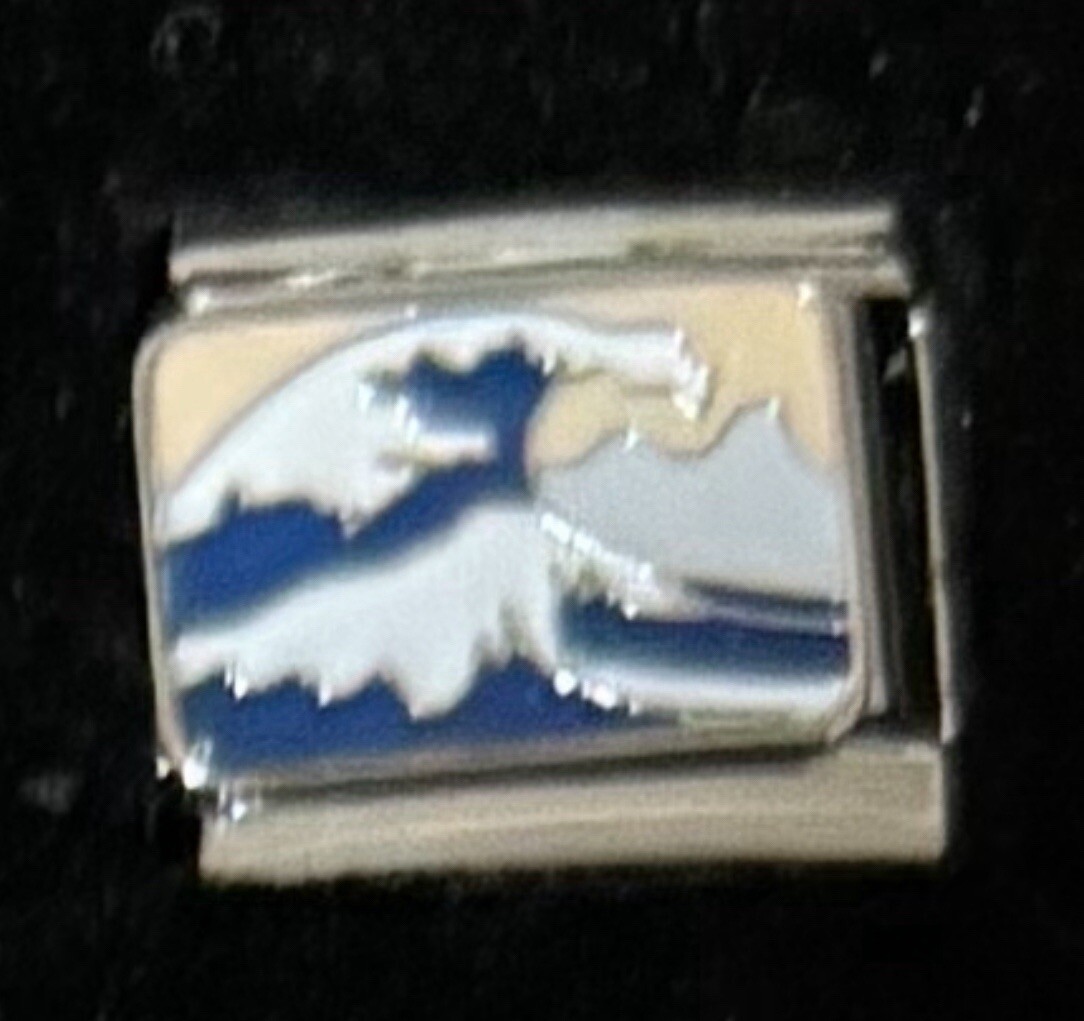 Rare Ocean Wave Wholesale Italian Charm Enamel Link 9MM K45-2