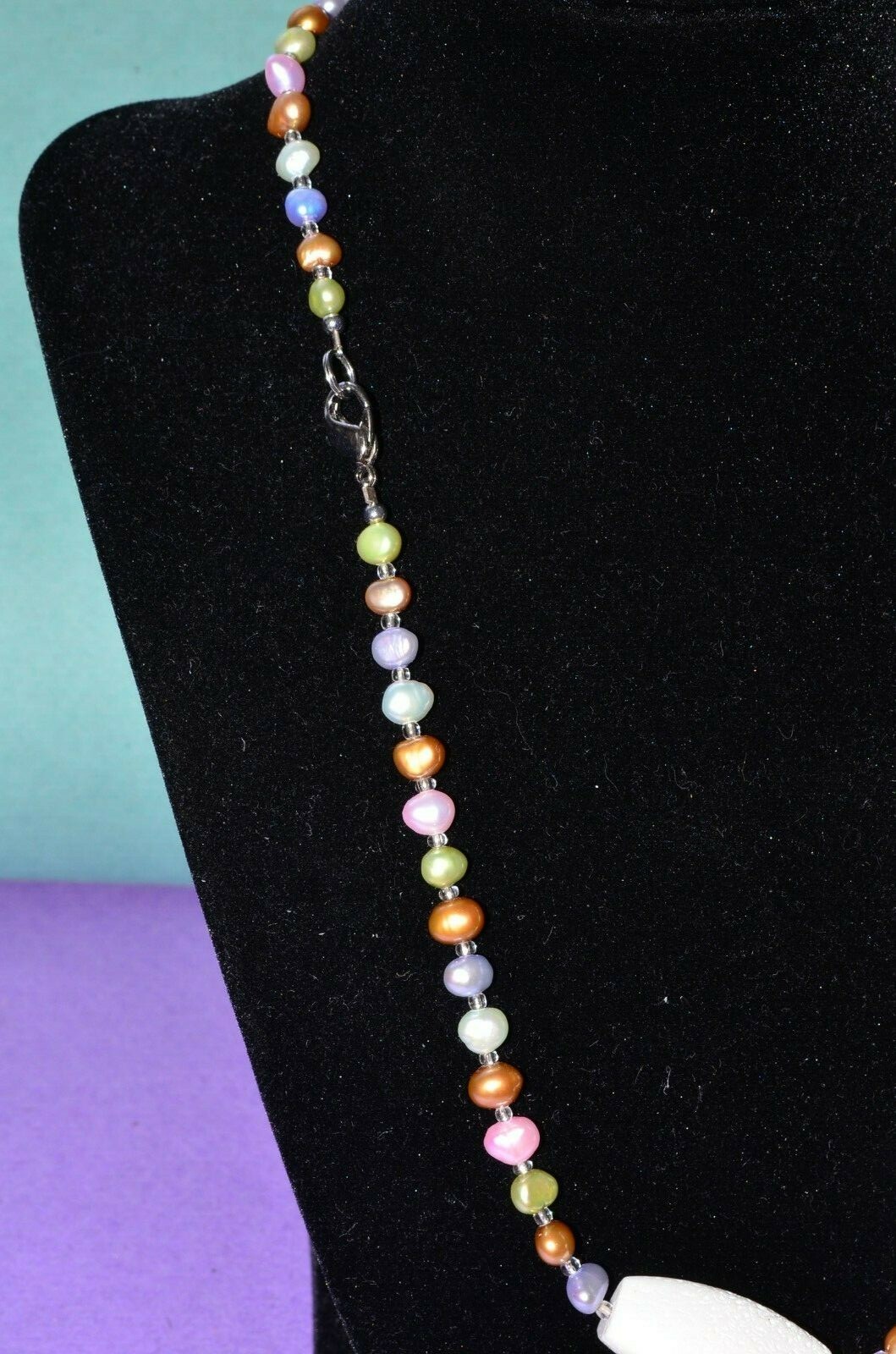 White Genuine Coral & Pearl Bead Necklace Chic Statement White Gold Jewelry