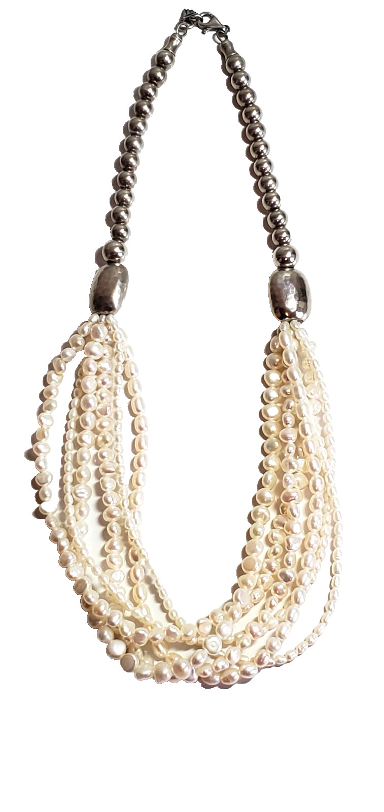 Silpada Necklace Freshwater Pearl Brushed Sterling Silver Beaded N1565 21 Inches