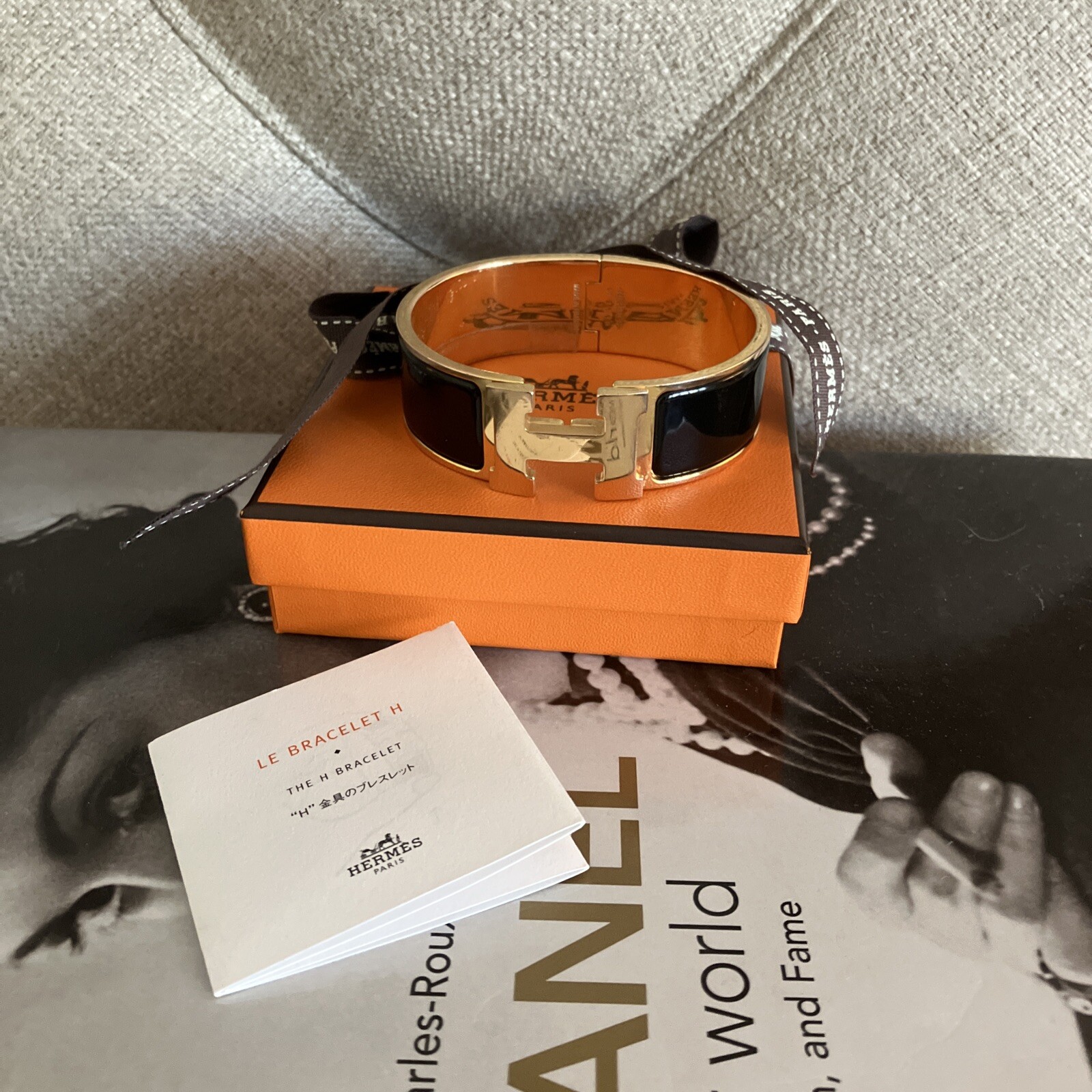 Authentic HERMES Black Enamel GHW Clic Clac H Bracelet CHIC ❤️❤️