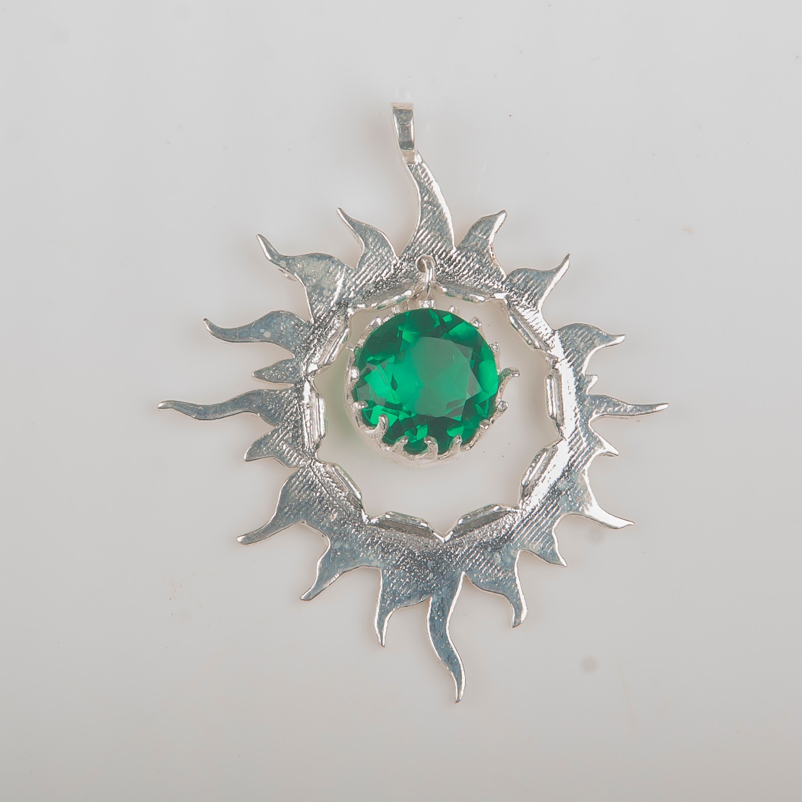 Emerald Gemstone Jewelry 925 Silver Handmade Daily Wear Pendant 1.76″ For Her