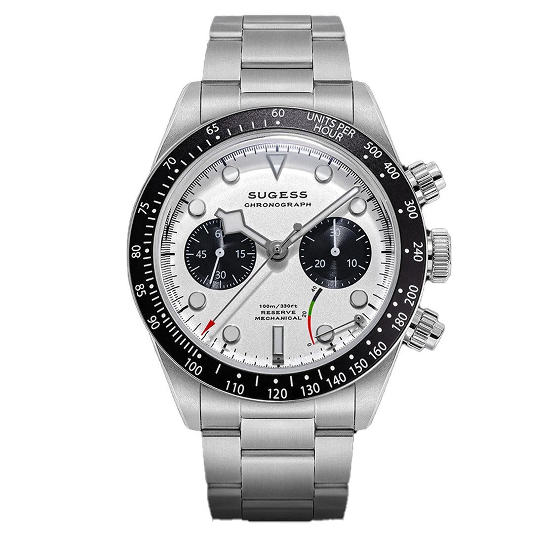 Sugess S457 Panda Mechanical Chronograph Steel White Black Sapphire Men’s Watch