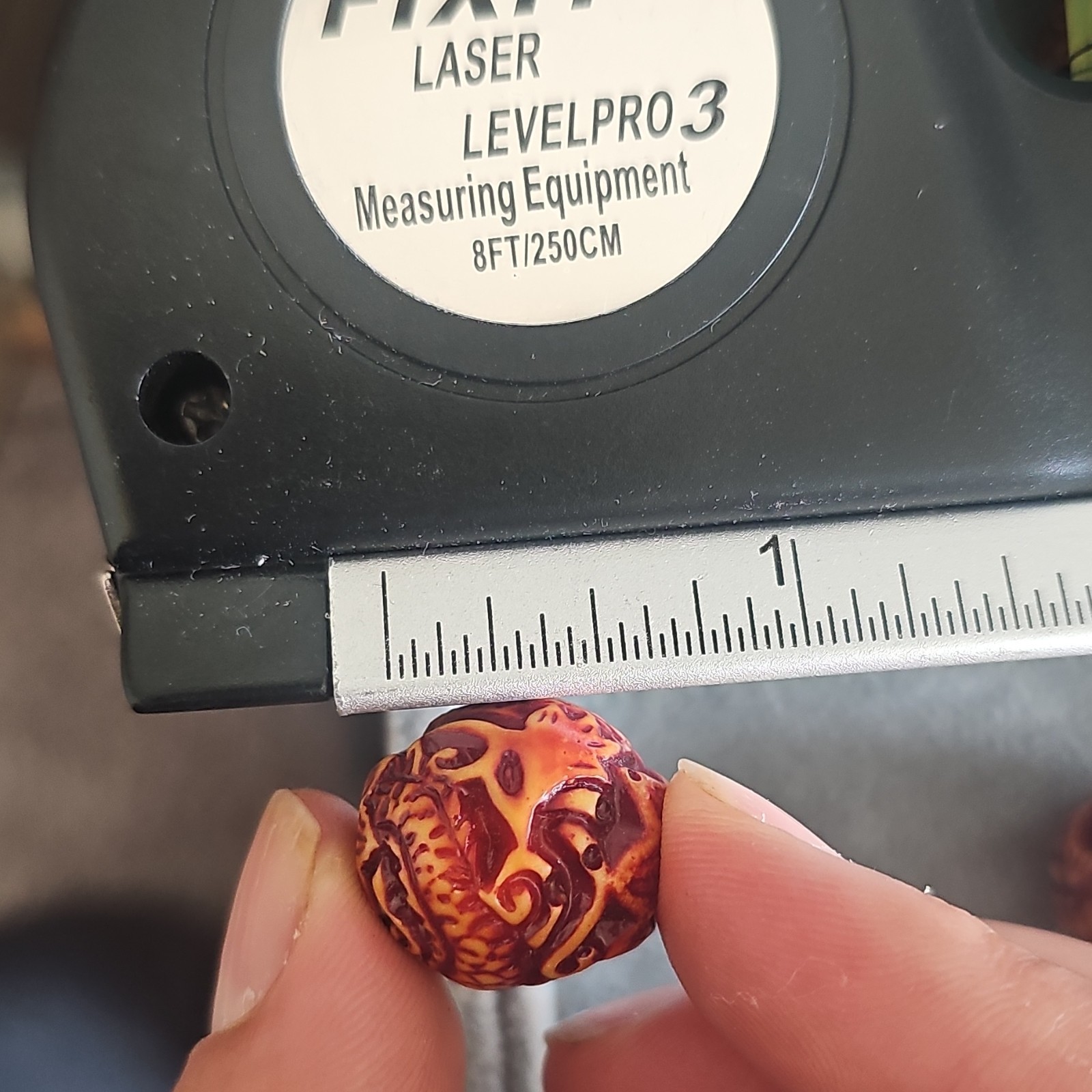 Carved Resin Dragon /Phoenix Round Beads 20mm Orange/Brown Large Hole Lot of 9