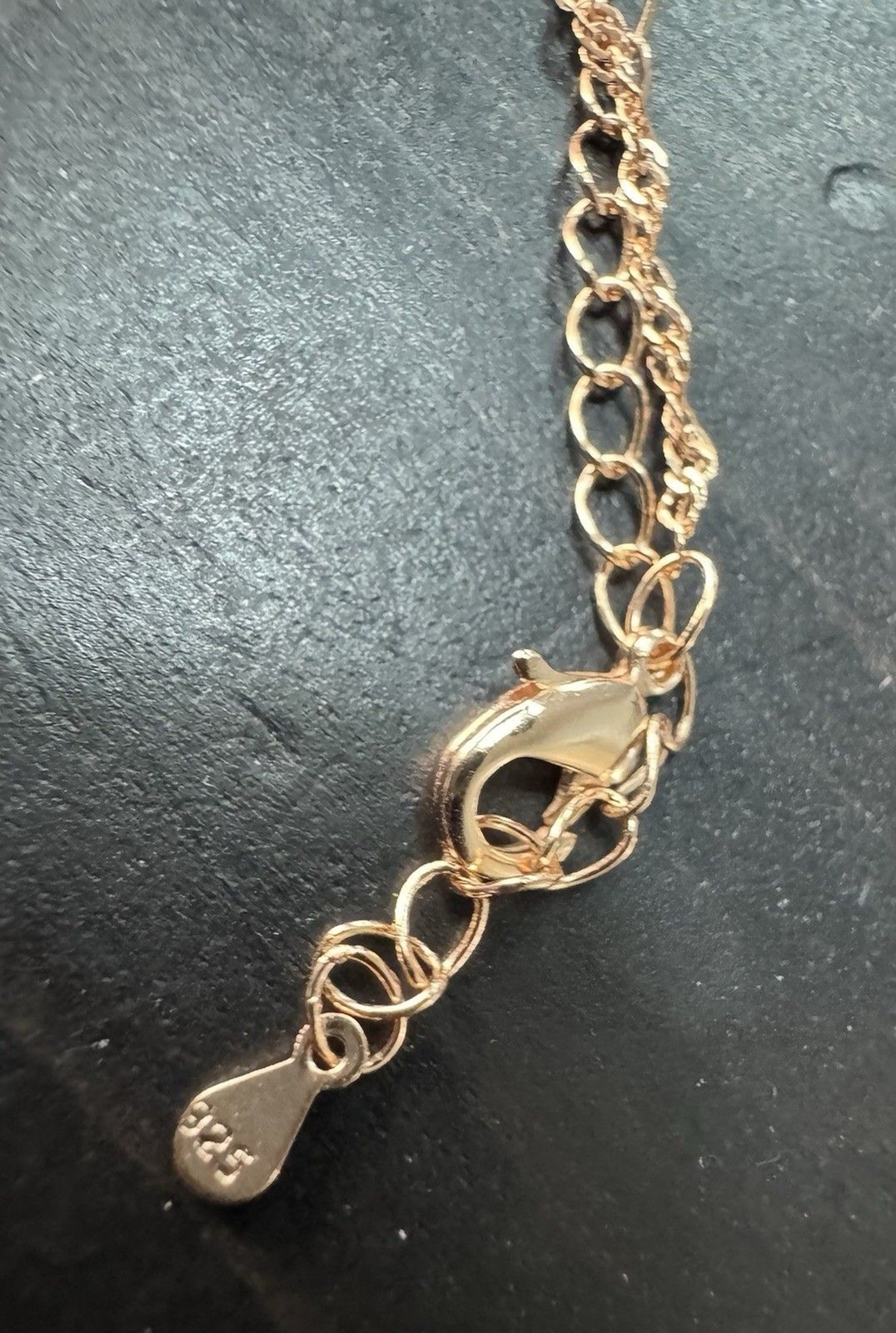 585 14K RG Stamped Rolled Gold Black Enamel Pendant 19” Necklace Clasp Chain