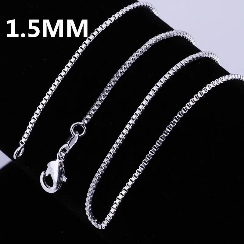 925 Sterling Silver Necklace 16/18/20/22/24 inches fine 1.5MM Box chain free USA
