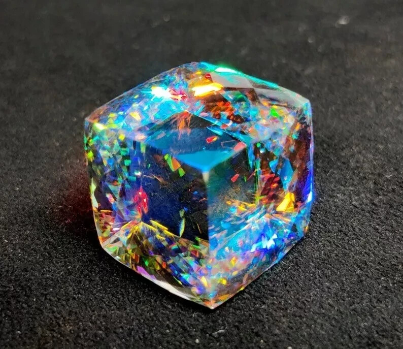 49 CT Natural Rainbow Color Cube Cut Mystic Topaz Certified A++ Gemstone