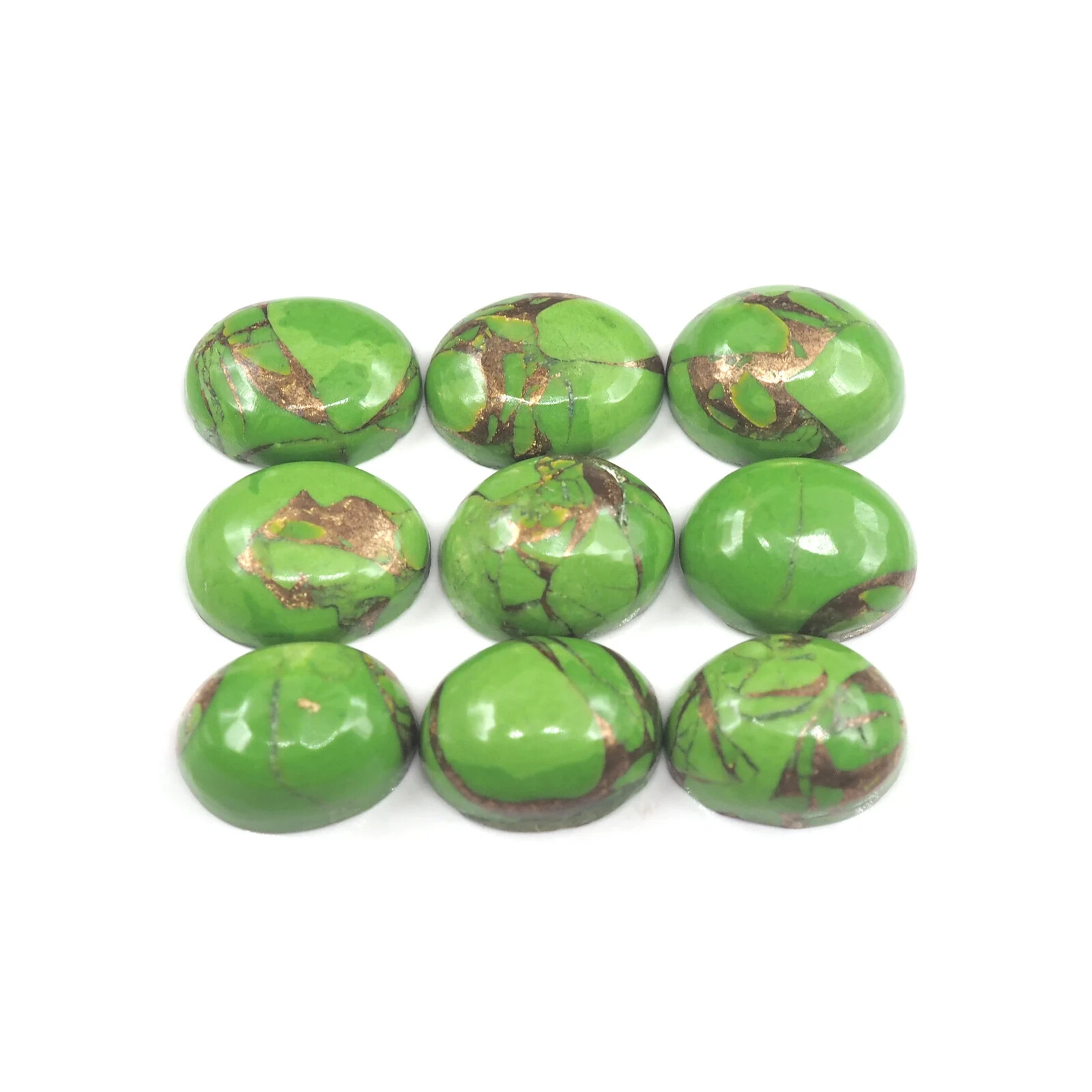 Green Copper Turquoise Cabs Oval 8x6mm Approximately 9.64 Carat (GTG-GT-005)