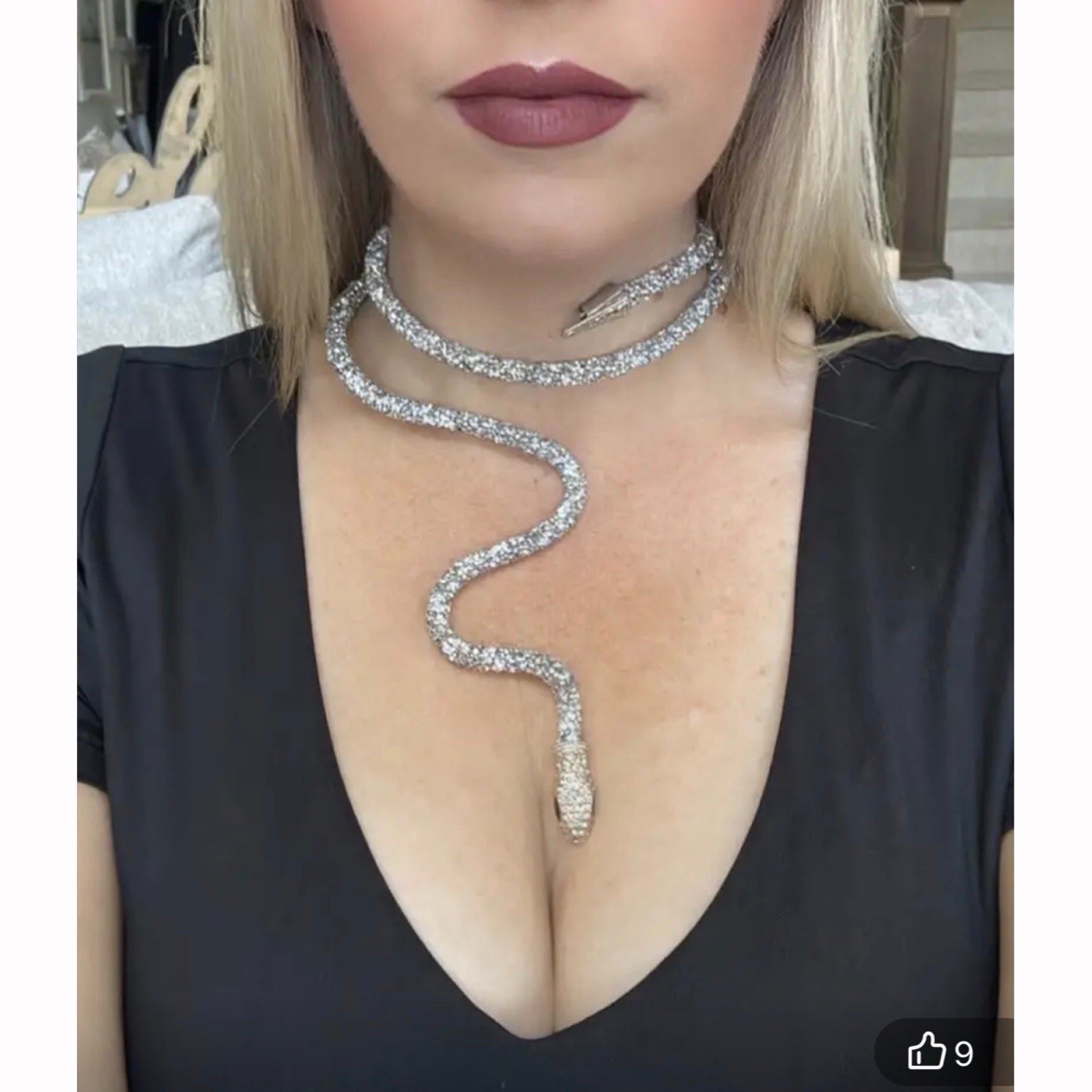 Sparkling Snake Necklace Bendable Silver Bling Statement Open Choker NEW S1 ￼