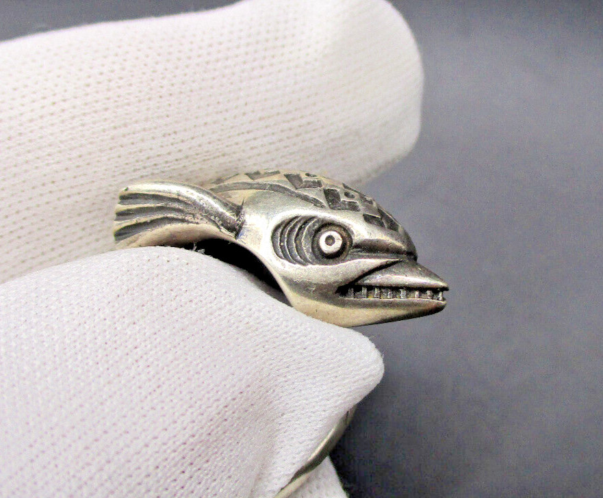 Silver Ring FISH 925 Sterling Designer Handmade Master Hallmarked RG 53