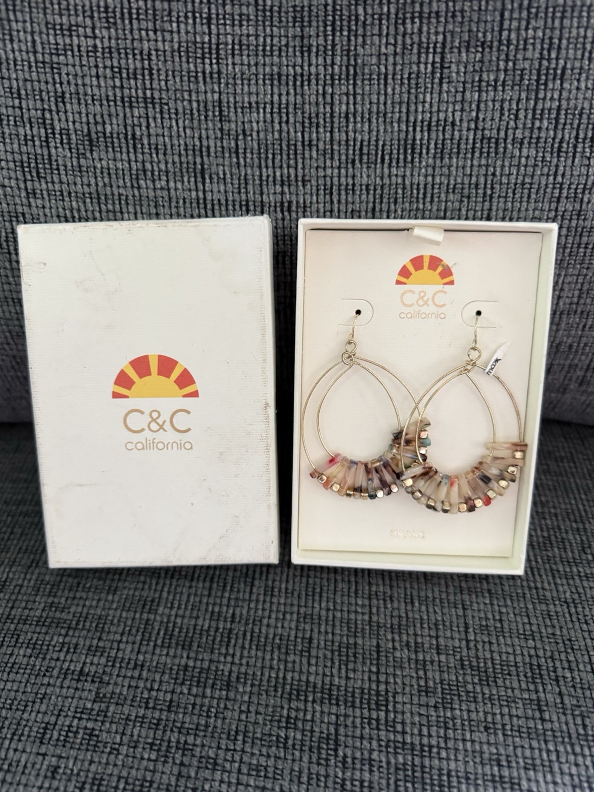 C&C California Brass Hoop Earrings New In Box