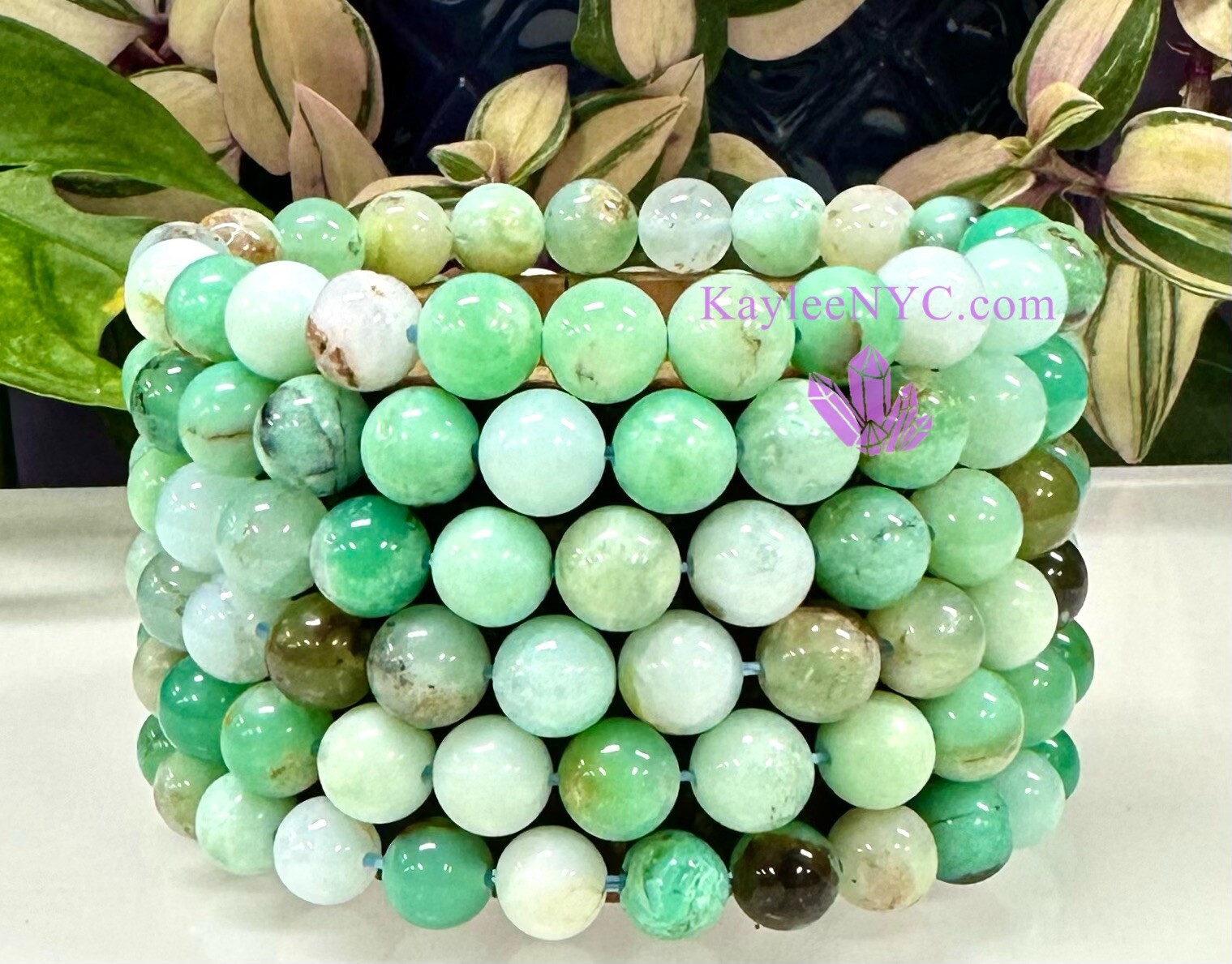 Wholesale 6 Pcs Natural Chrysoprase 8mm 7.5” Crystal Healing Stretch Bracelet