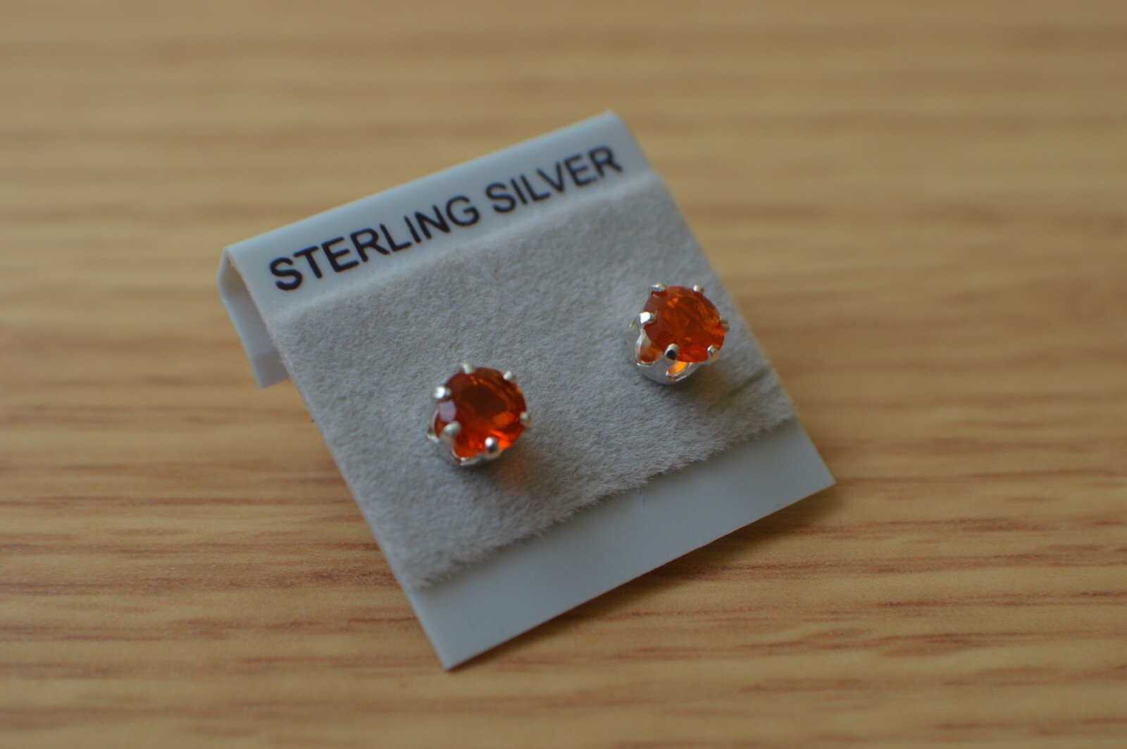 0.57ct Crimson Fire Opal Solitaire Sterling Silver Earrings 4.5mm