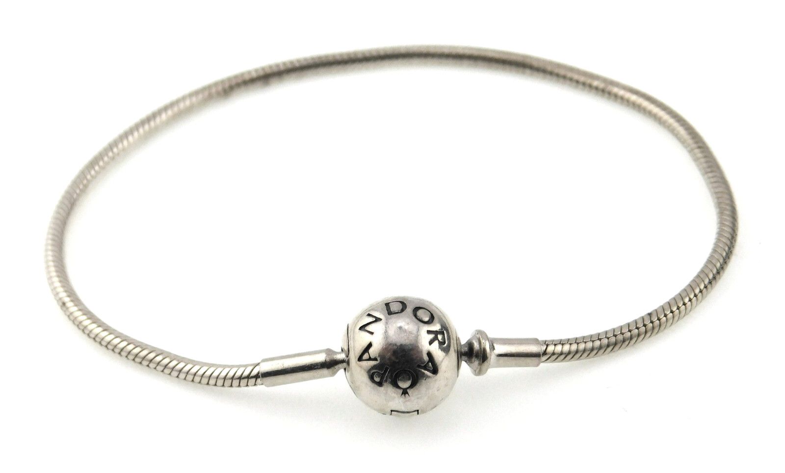 PANDORA 925 Sterling Silver Snake Chain Charm Bracelet 6.25 in