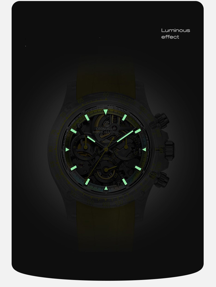 CRONUSART Men Chronograph Watch 40mm Automatic Mechanical Wristwatch K9 Case