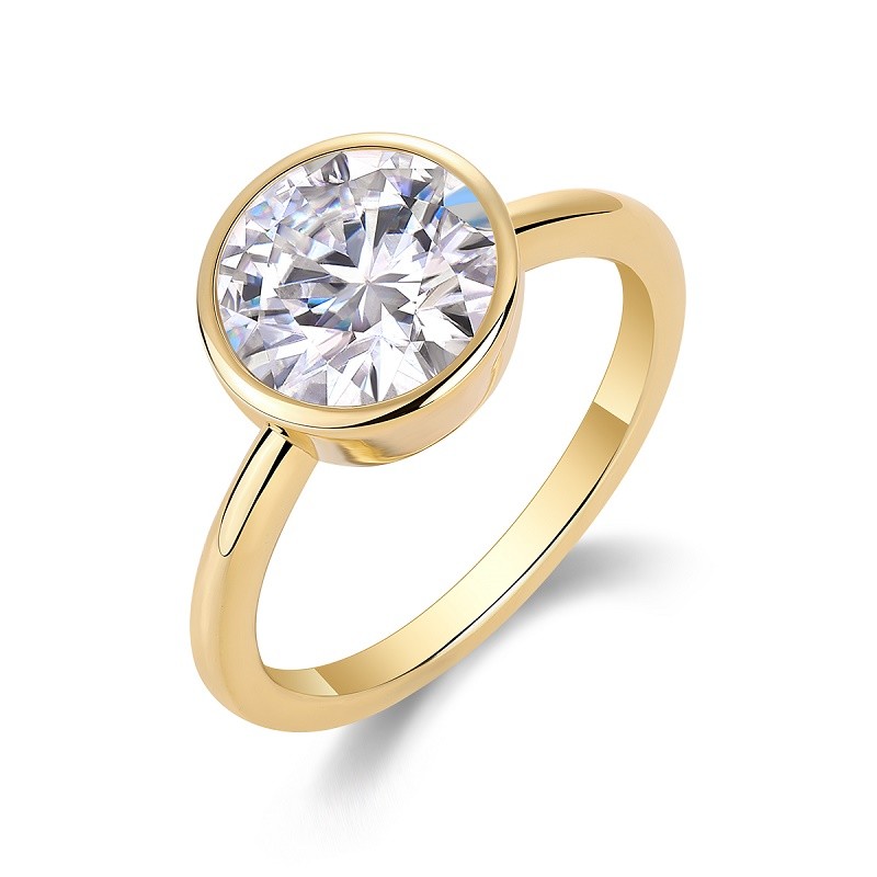 Luxury Moissanite 9mm Round Ring – S925 Sterling Silver – Time Bubble Large Desi