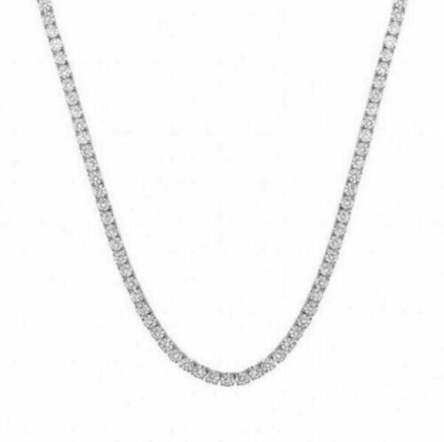 20″ 4mm Round Cut Lab-Created Men’s Womens Tennis Necklace 14K White Gold Plated