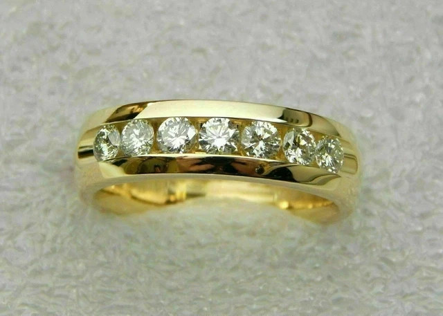 2Ct Round Real Moissanite Wedding Band Ring Men’s 14K Yellow Gold Plated