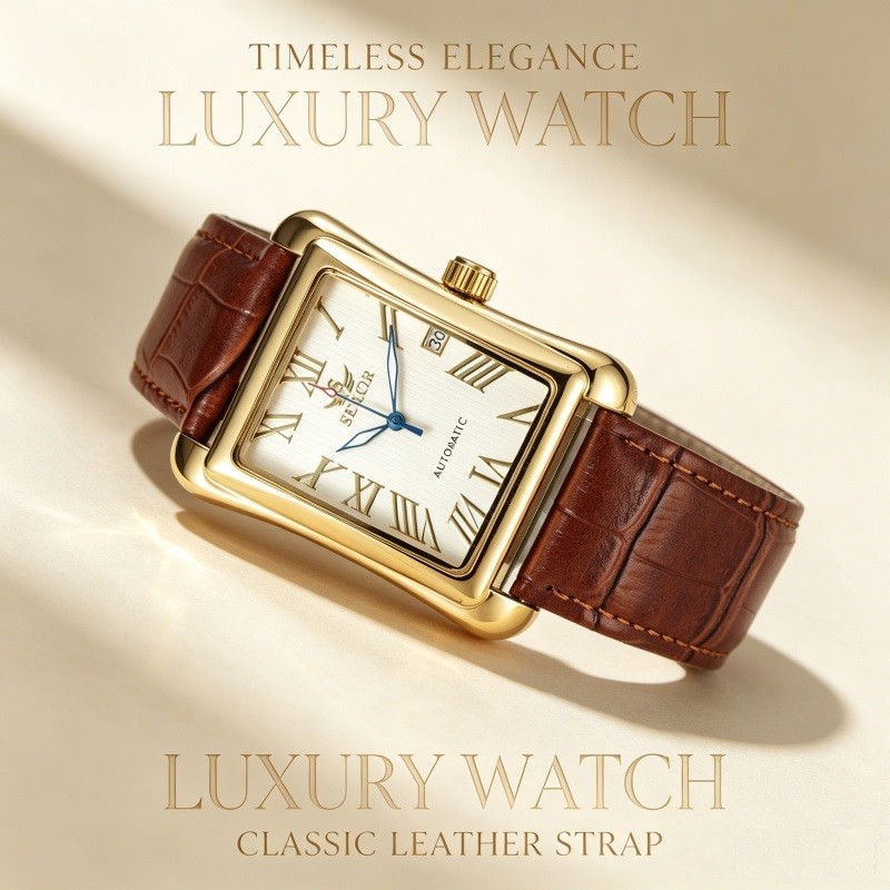 Luxury Men Mechanical Automatic square Watch Wristwatch fashion Business Gifts