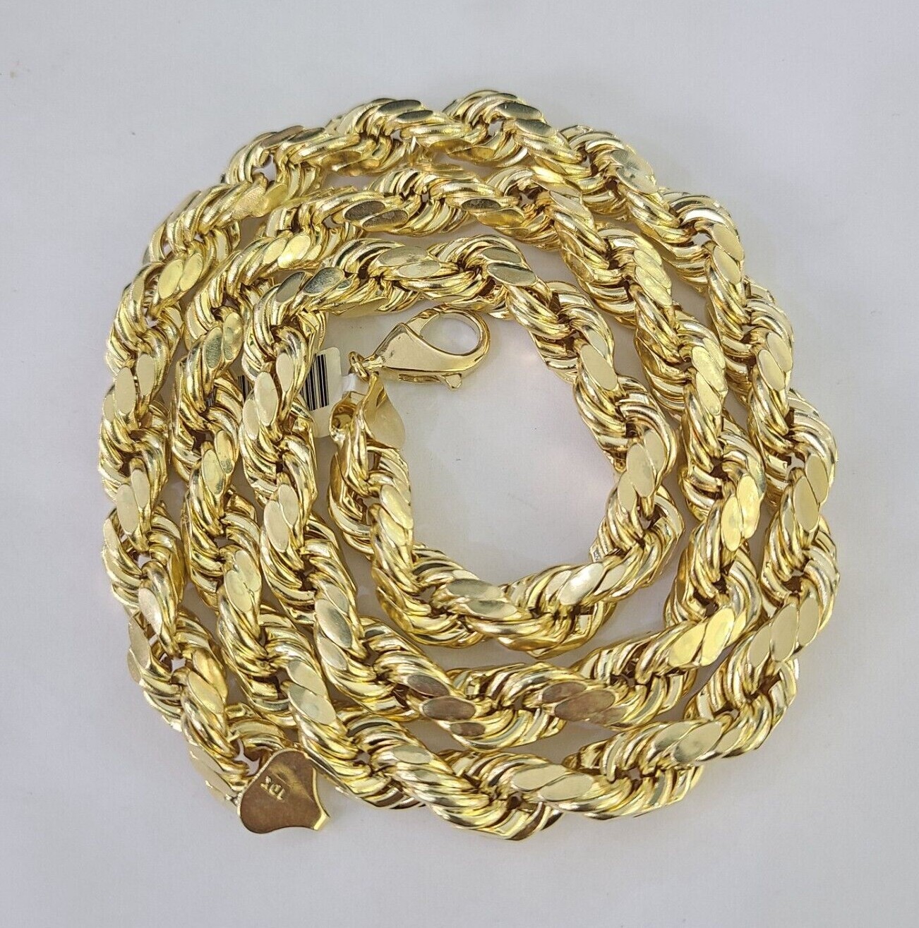 10K Yellow Gold Rope Chain Mens Necklace 10mm 18″ 22″ 24″ 26″ 28″ 30″ Inch