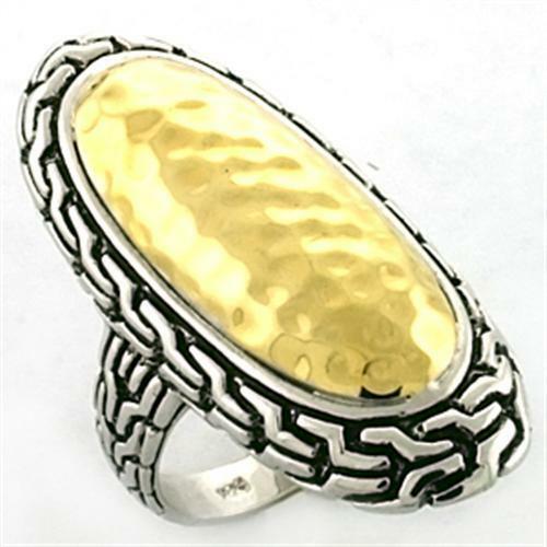 LOA652 – Gold+Rhodium 925 Sterling Silver Ring with No Stone
