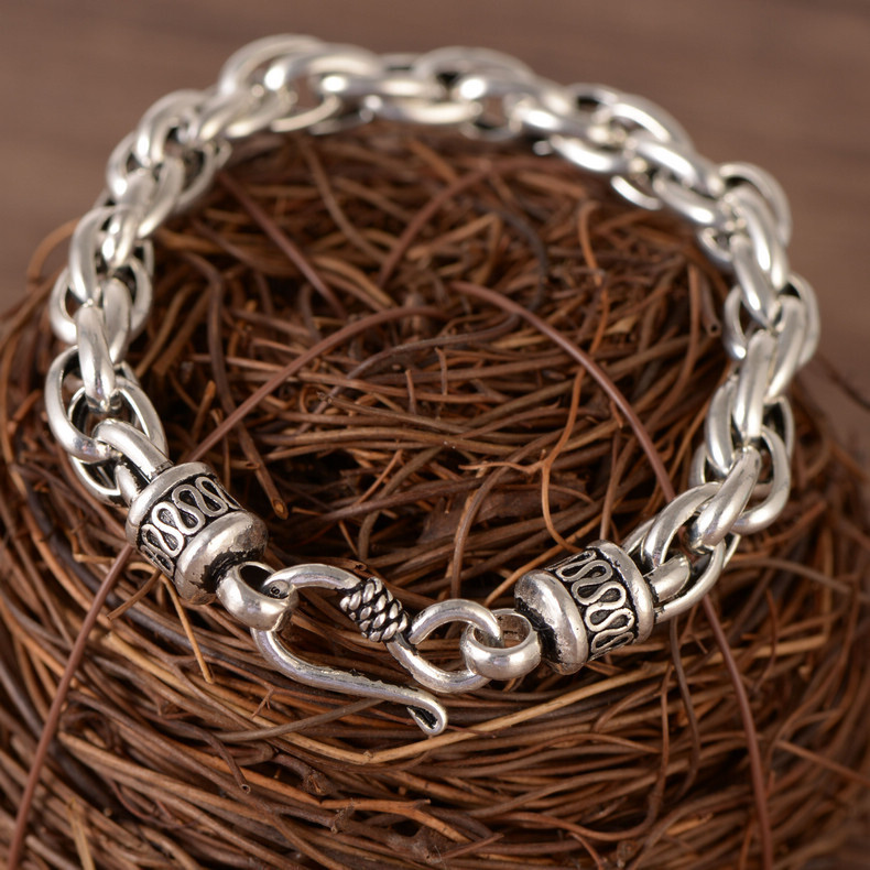 Real 925 Sterling Silver 8MM Loose Oval Link Chain Men’s Bracelet 8.26inch