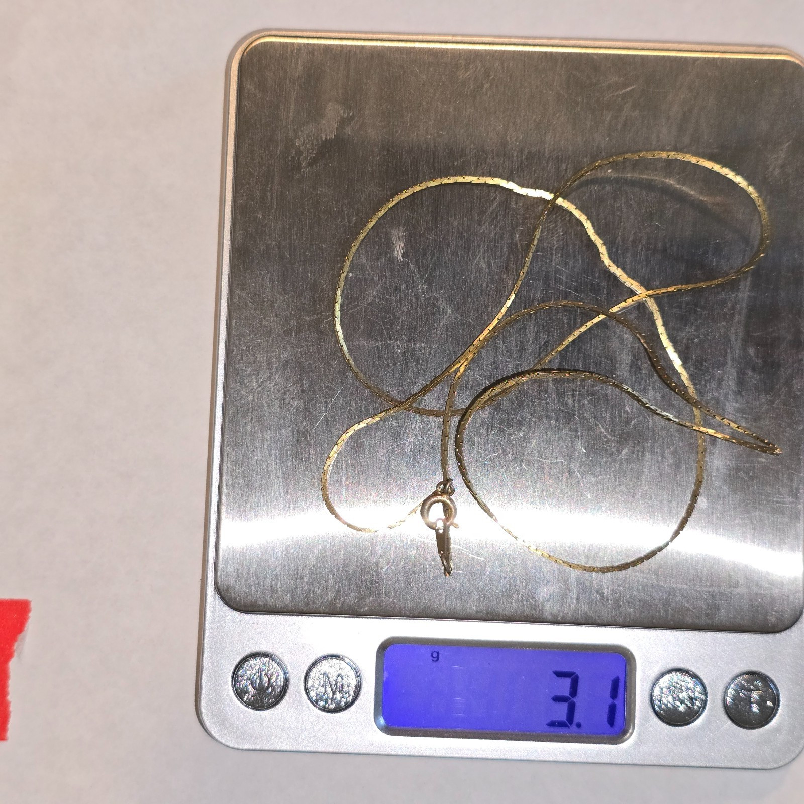 Vintage Gold Tone Flat Snake Chain Necklace Thin Delicate Italy Style 23 In. ETE