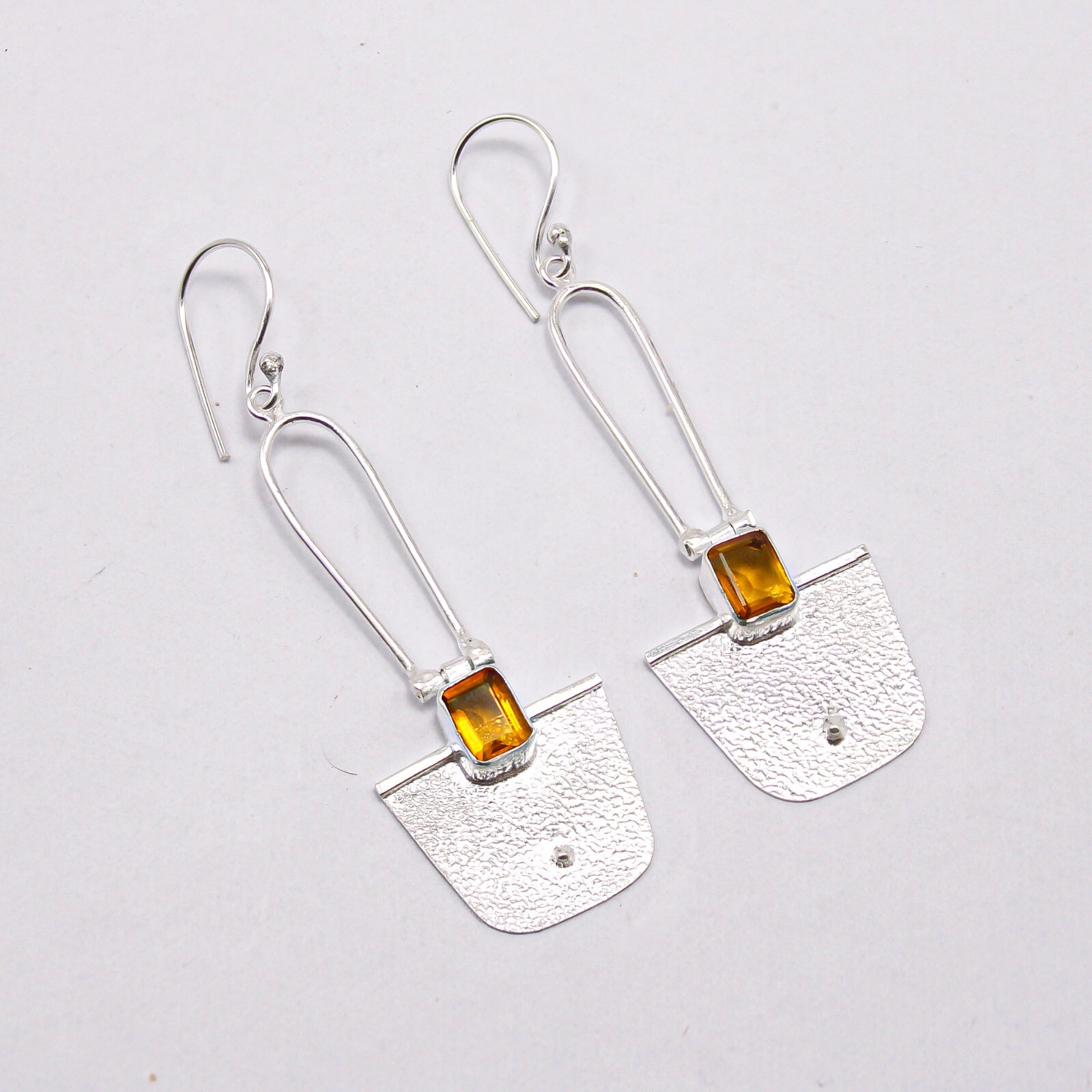 Citrine Gemstone 925Sterling Silver Jewelry Handmade Earrings 2.2″ Birthday Gift