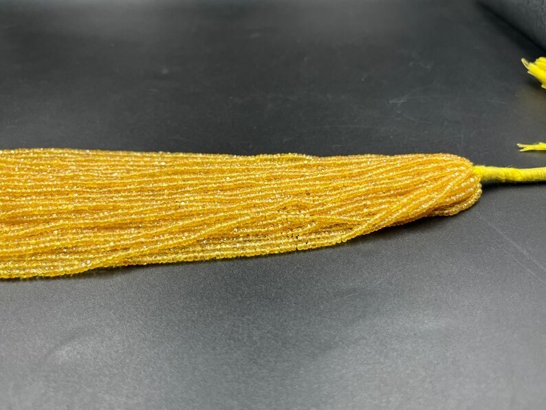 AAA Yellow Sapphire Faceted Rondelle Beads 3mm Natural Yellow Sapphire Bead 8”