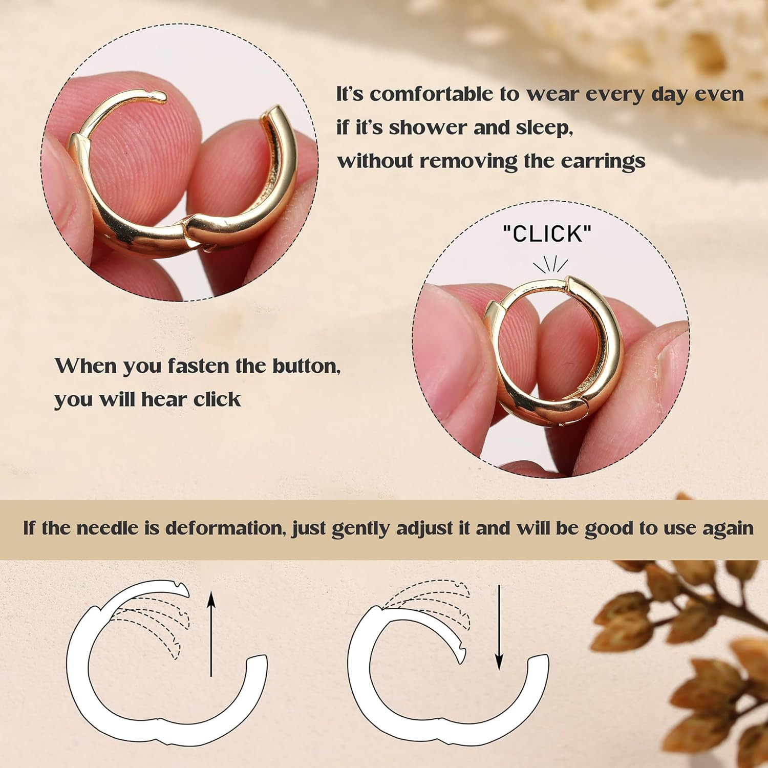 3Pairs Gold Hoop Earrings Set for Women Chunky Gold Silver Hoop Earrings 14K Gol