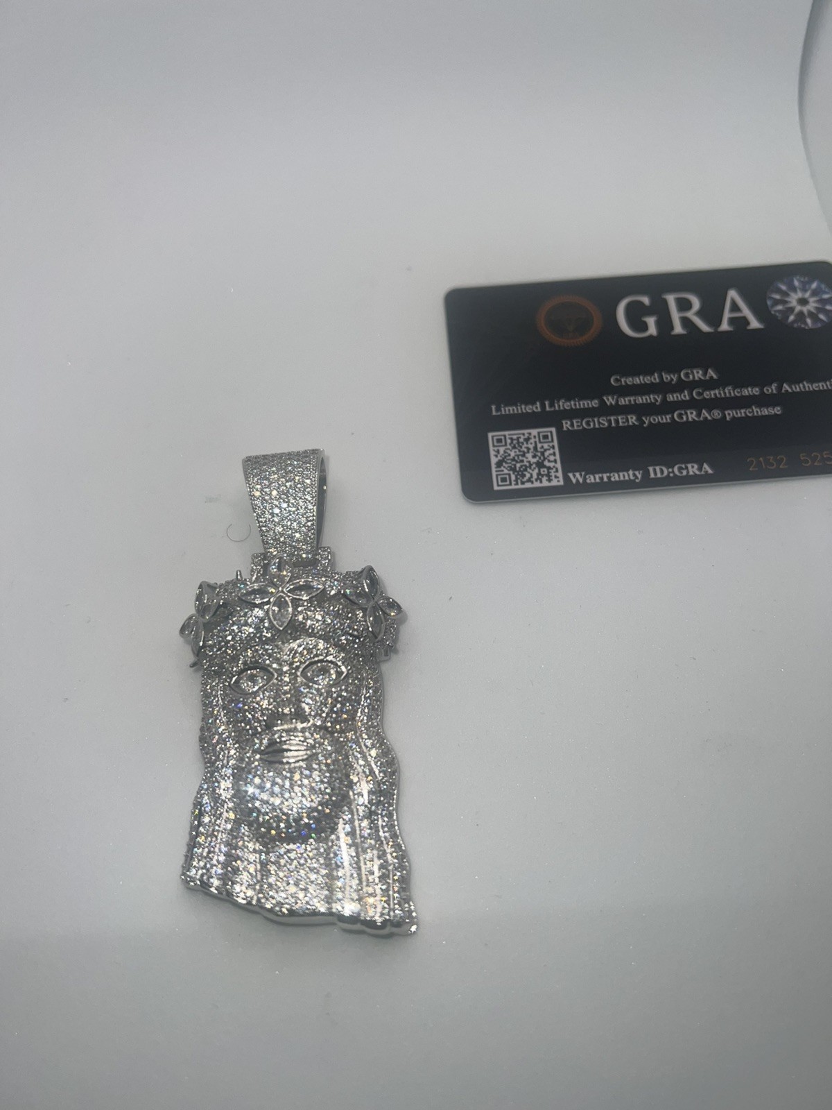 Large VVS1 Moissanite Sterling Silver Iced Flawless D Color Jesus Piece Pendant
