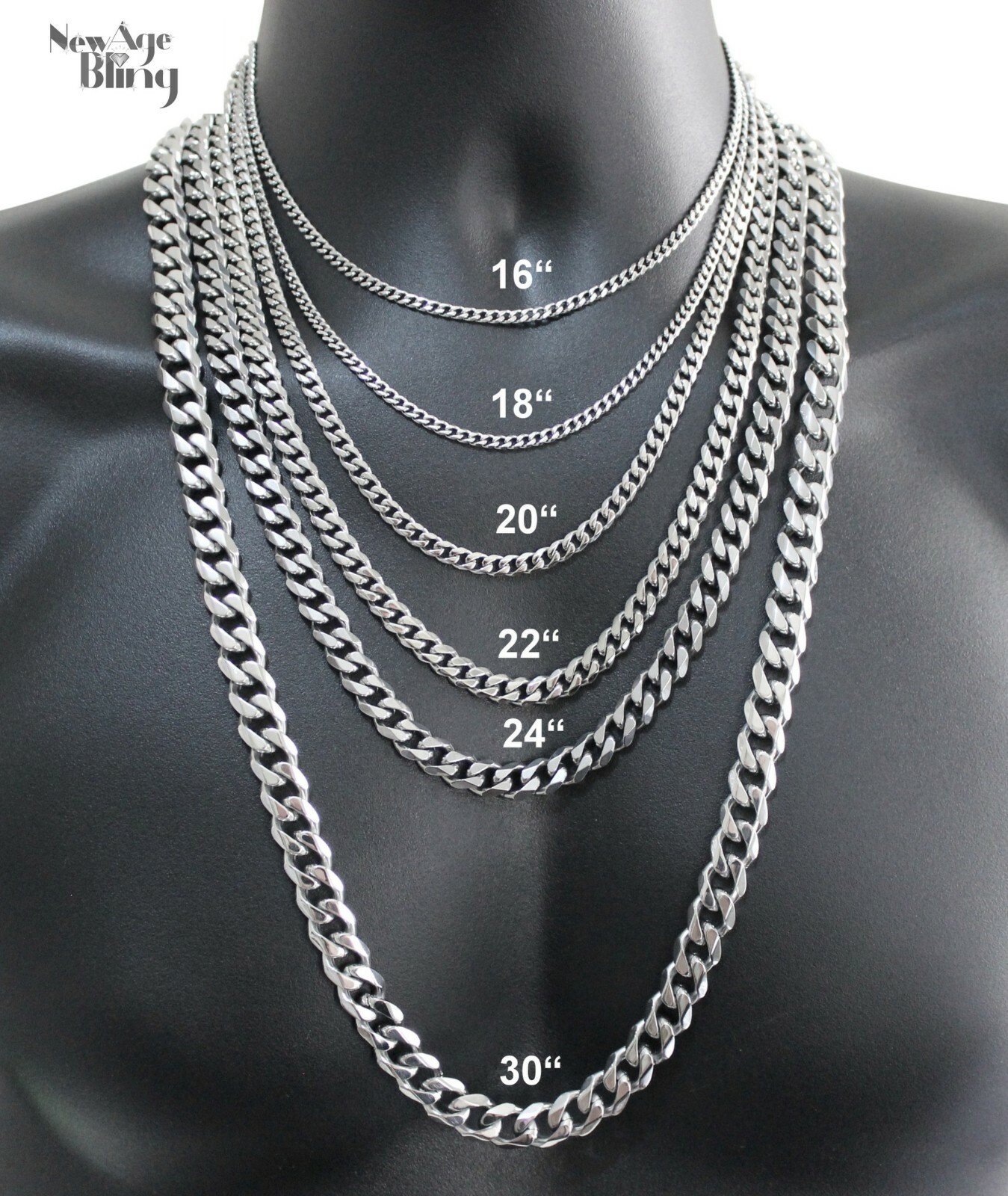 Stainless Steel 316L Chain Cuban Curb Women Men 16-36″ Necklace Jew 3/5/7/9/11mm