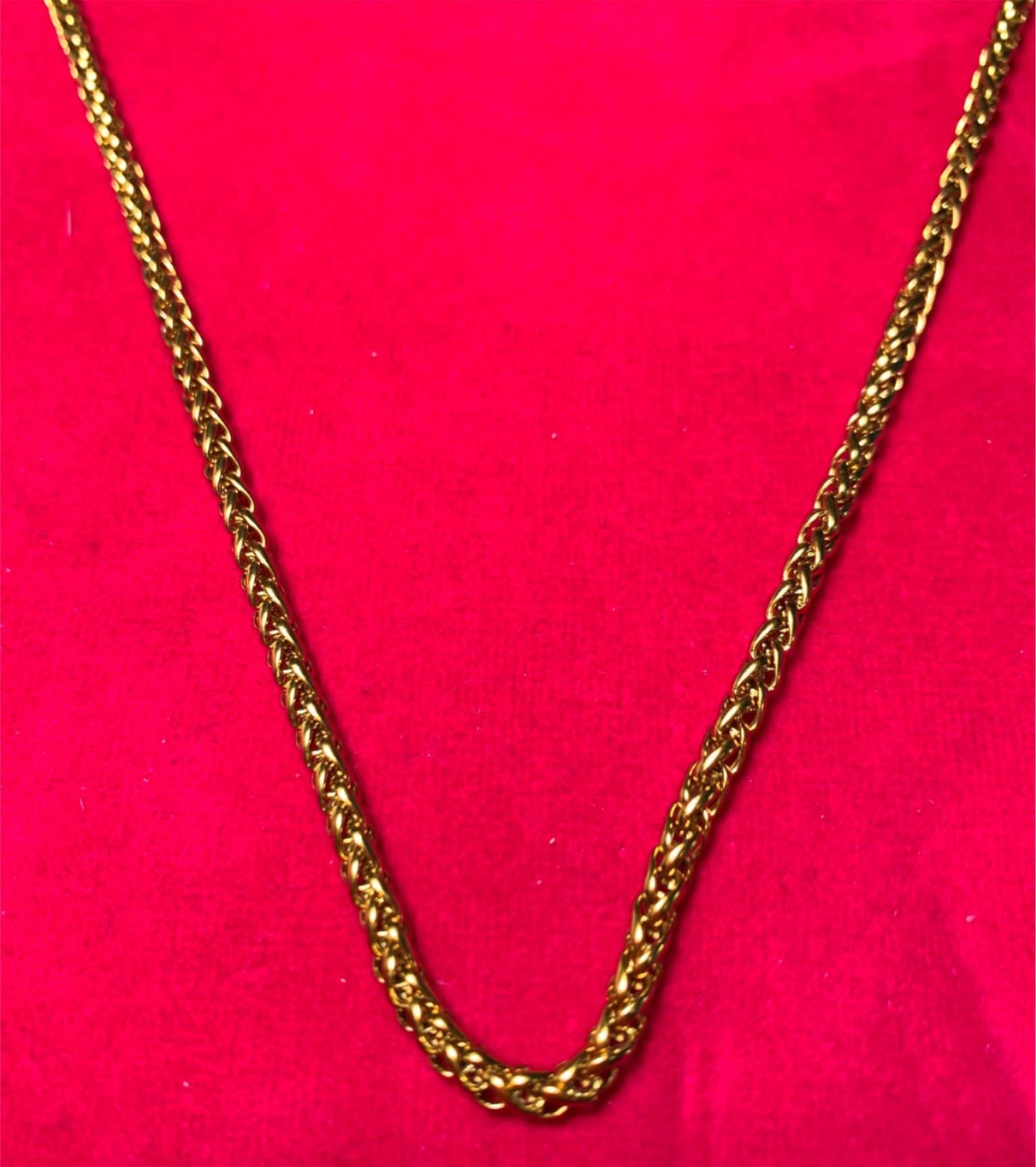 16″-60″ Man Woman 3mm Gold Plated Stainless Steel Braided Wheat Necklace-GOLD