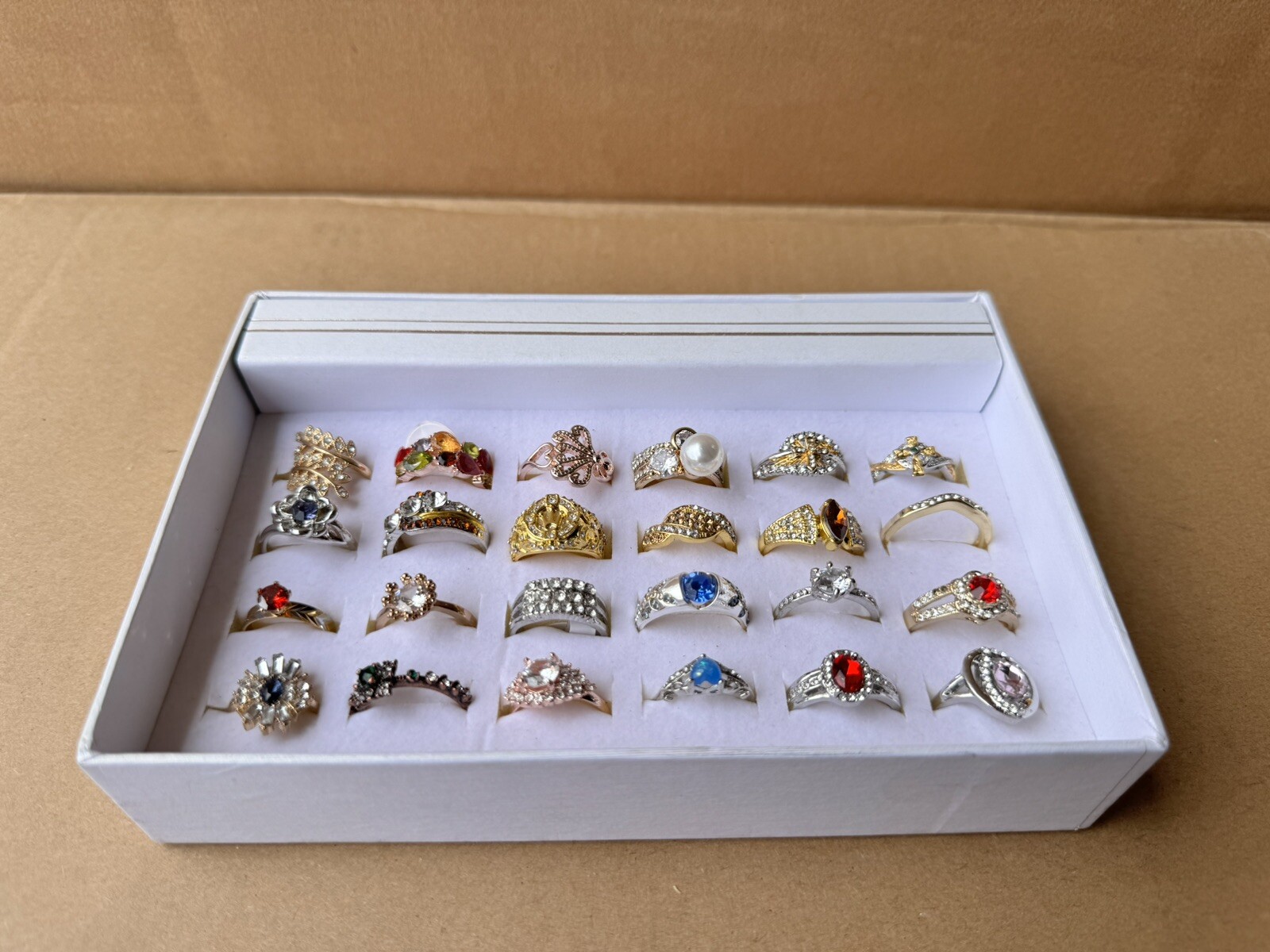Wholesale Bulk Lot 36 pcs CUBIC ZIRCONIA Rings Women Fashion(Includes Ring case)
