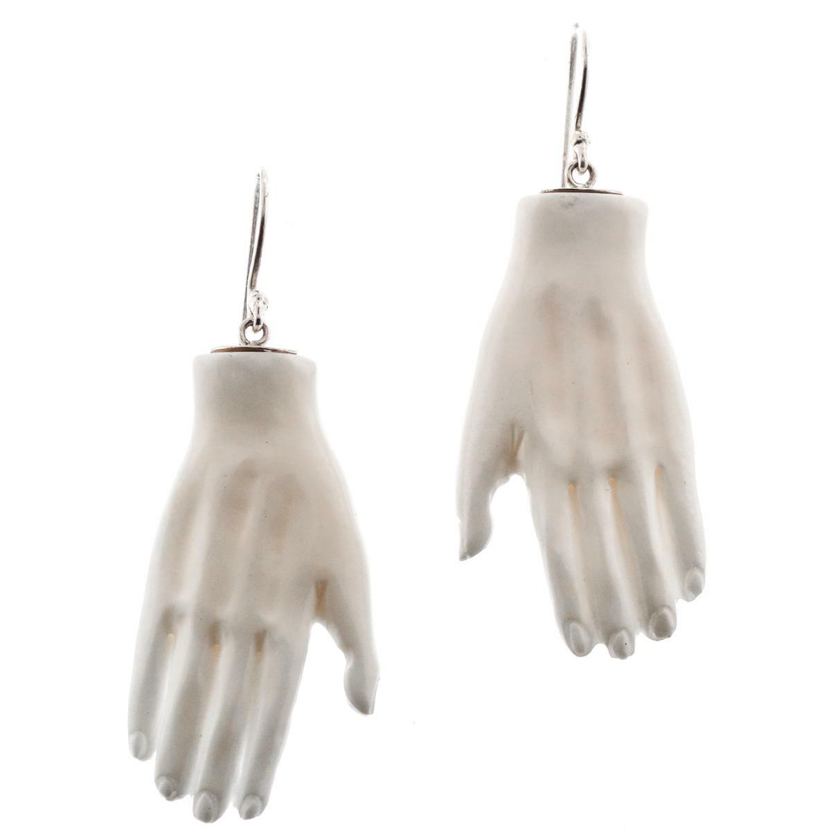 925 Silver Frida Khalo Picasso Hand Made Bison Bone Sterling Earrings, 1 3/4″